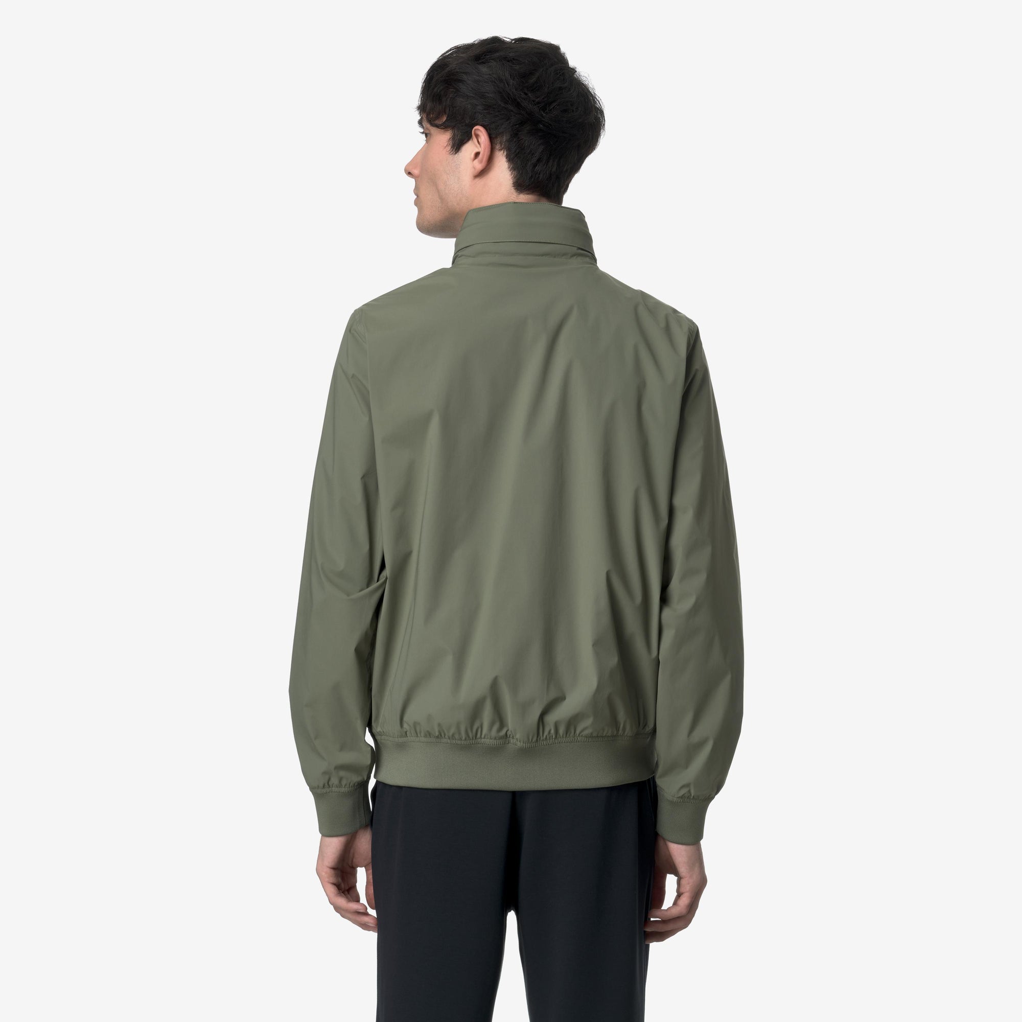 Giacca corta da uomo resistente alle intemperie verde con nylon elasticizzato K3123VW V15 K-WAY 