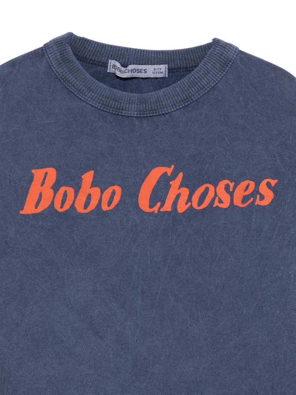 T-shirt blu con scritta logo sul davanti B126AC014 411 BOBO CHOSES 