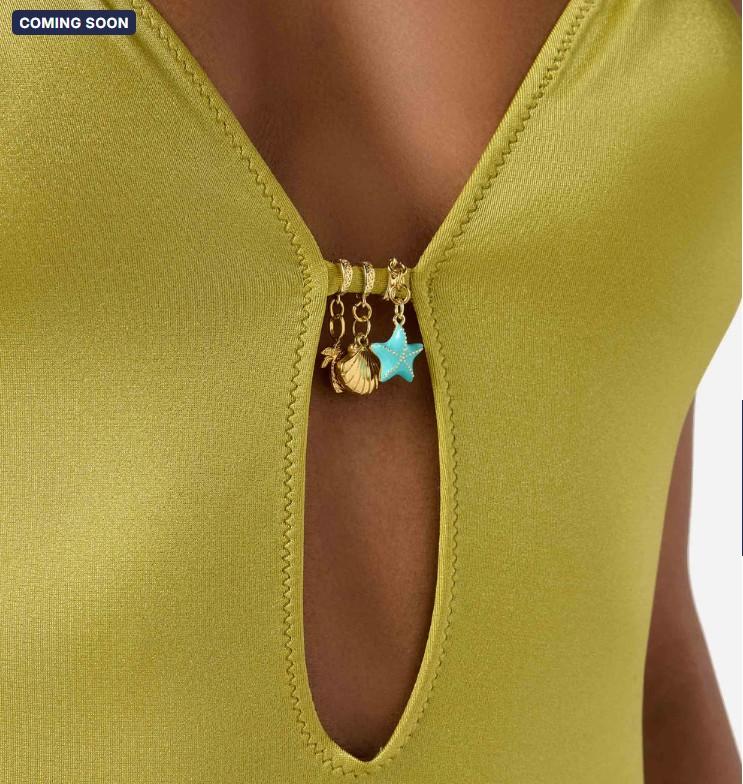 Costume intero Crunchy glossy finish verde pistacchio con charms CRC0001 01204L MC2 SAINT BARTH 