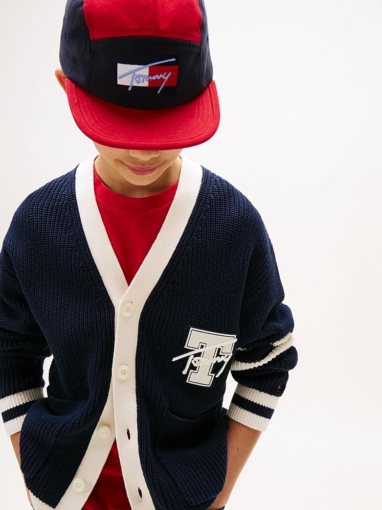 Cardigan Varsity con scollatura a V e logo KB0KB09757T C1G TOMMY HILFIGER 