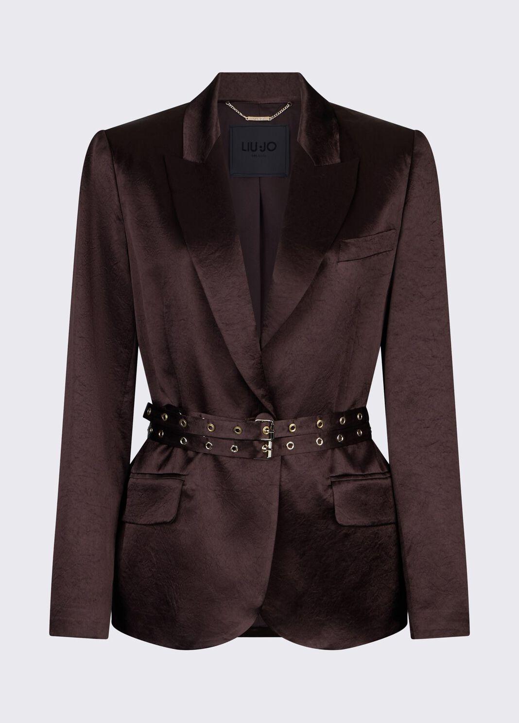 Blazer in raso con cintura CA6146T450A P9576 LIU JO BLACK 