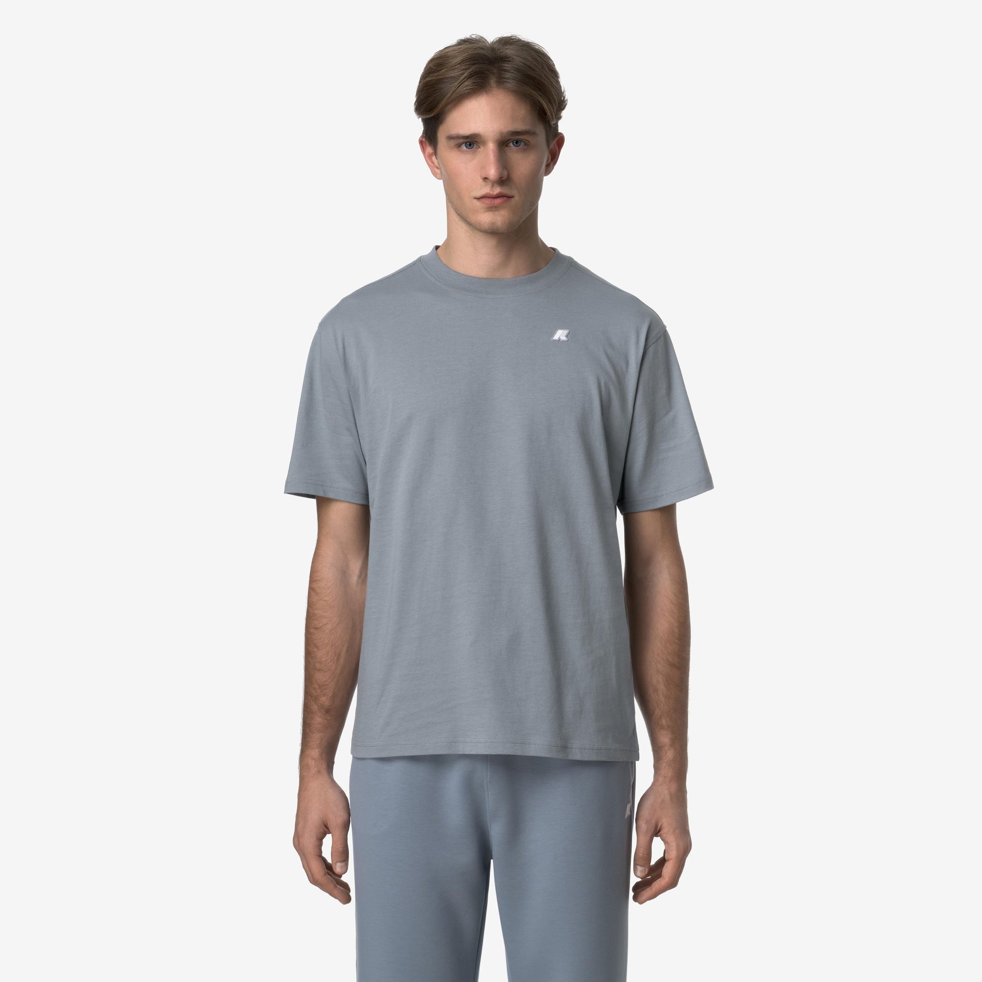 T-shirt casual da uomo in cotone grigio K3136CW WA9 K-WAY 