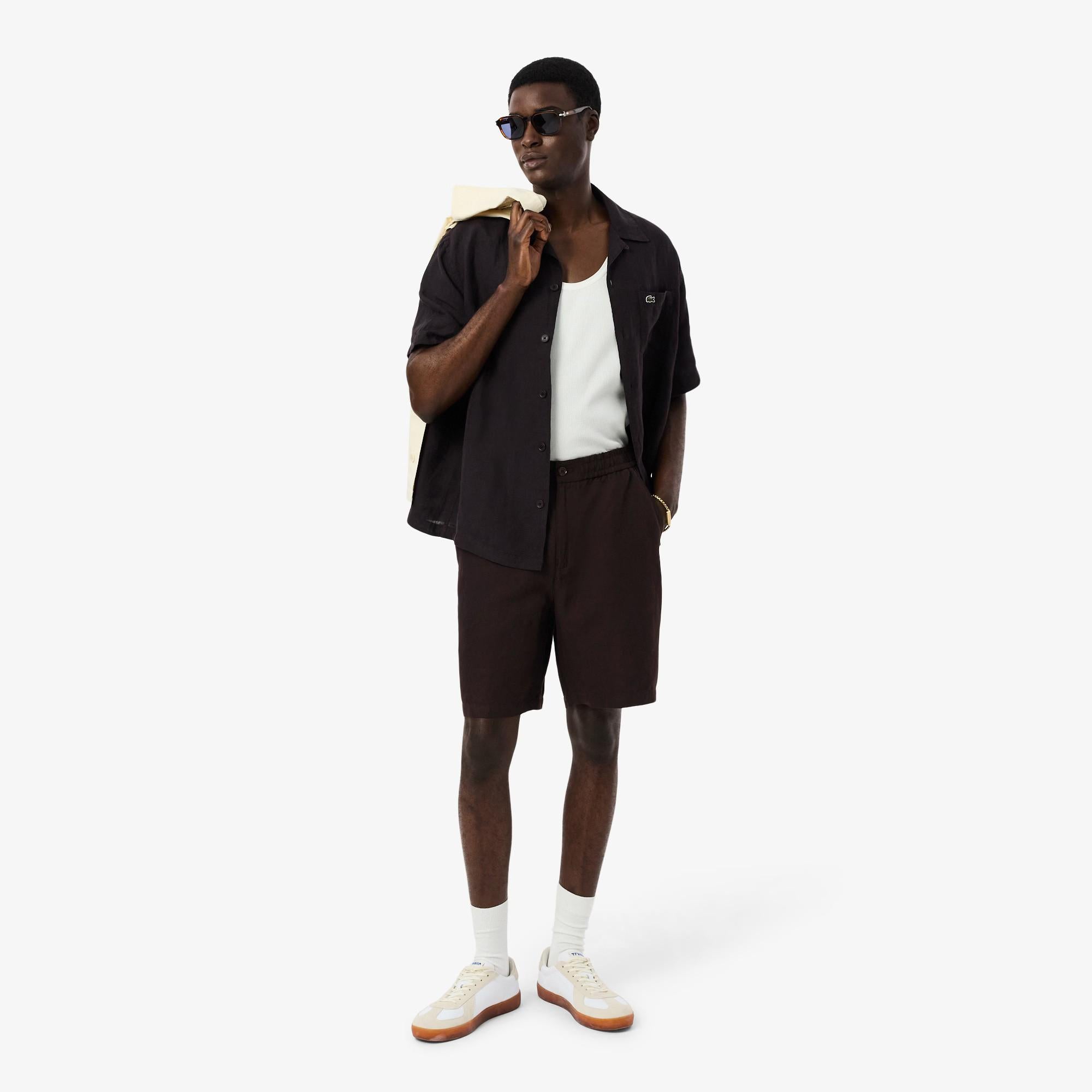 Shorts regular fit in twill di misto lino GH2628 3LA LACOSTE 