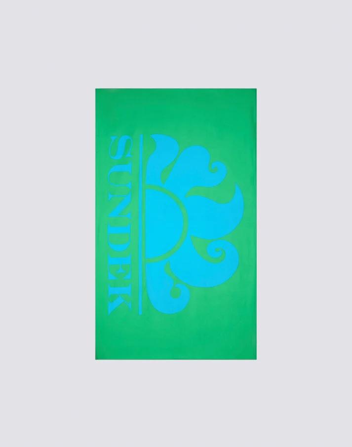 Telo mare in microfibra con logo bright green AM398ATMI100 28001 SUNDEK 