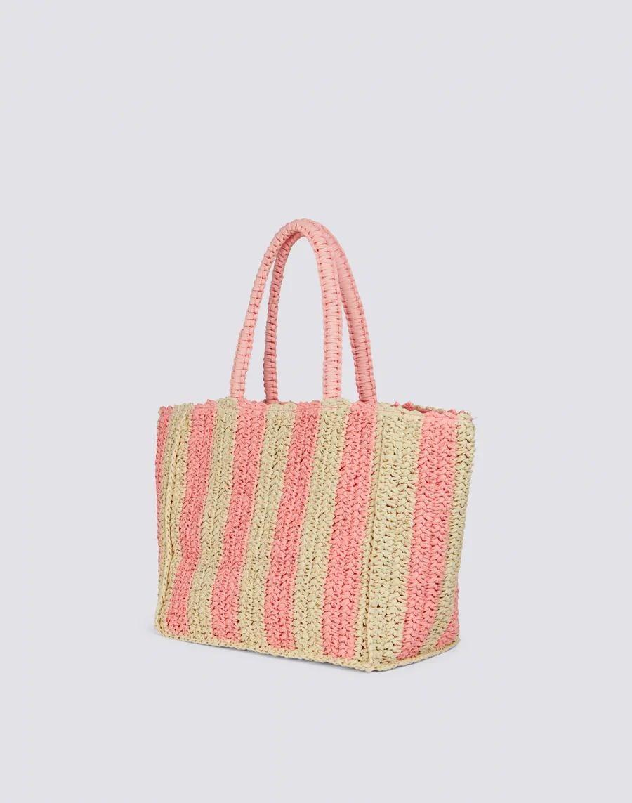 Borsa mare chou in paglia con scrittra AW741ABPA100 A3700 SUNDEK 