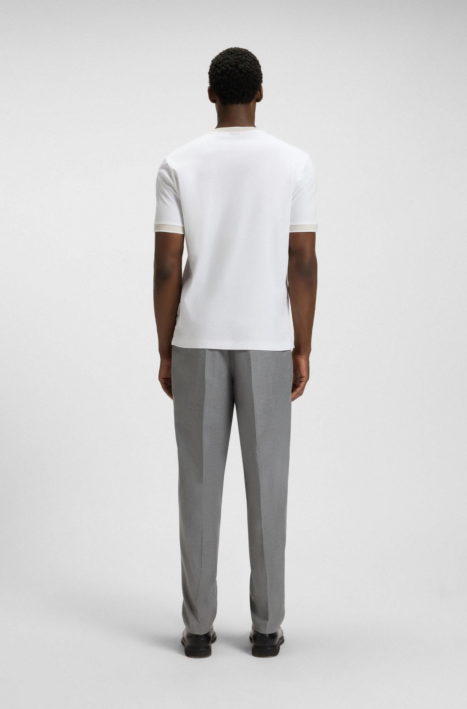 T-shirt slim fit in cotone mercerizzato con dettagli a contrasto 50543858 100 BOSS 