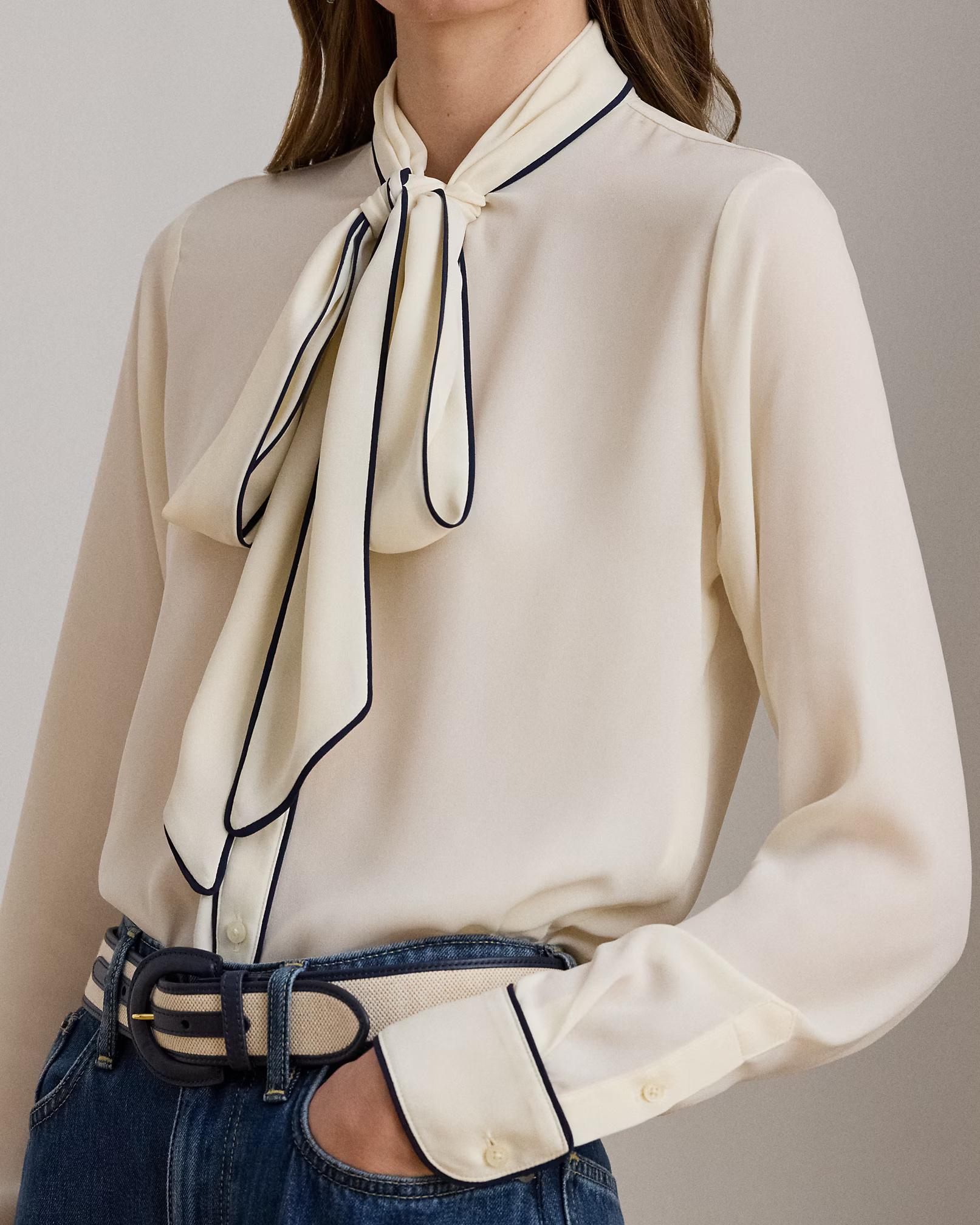 Camicetta in georgette con fiocco 200957396 003 LAUREN 