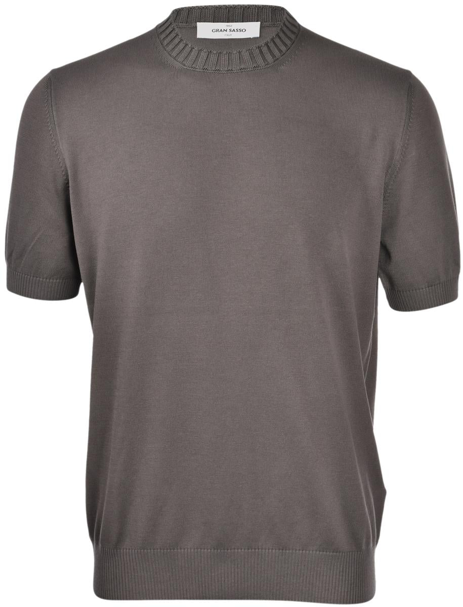 T-shirt in maglia con collo a coste grigio 57188/18163 095 GRAN SASSO 