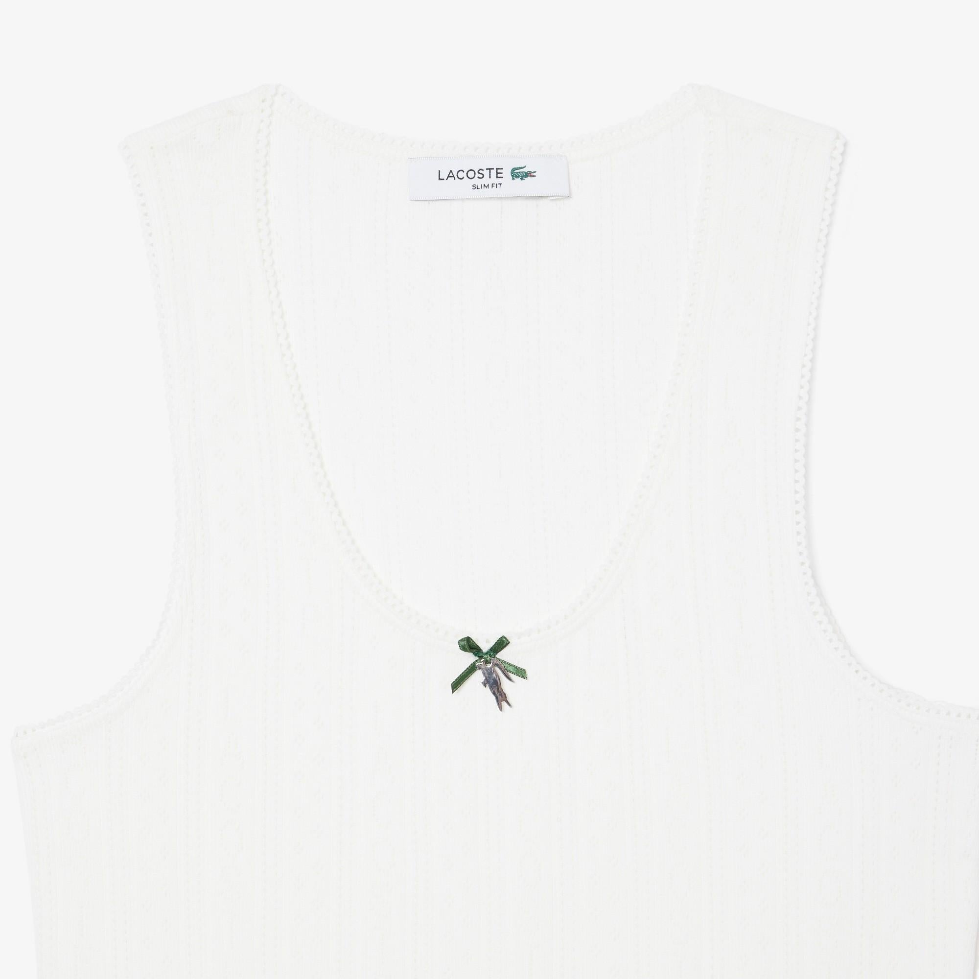 Canotta slim fit Pointelle in maglia di cotone TF5279 70V LACOSTE 