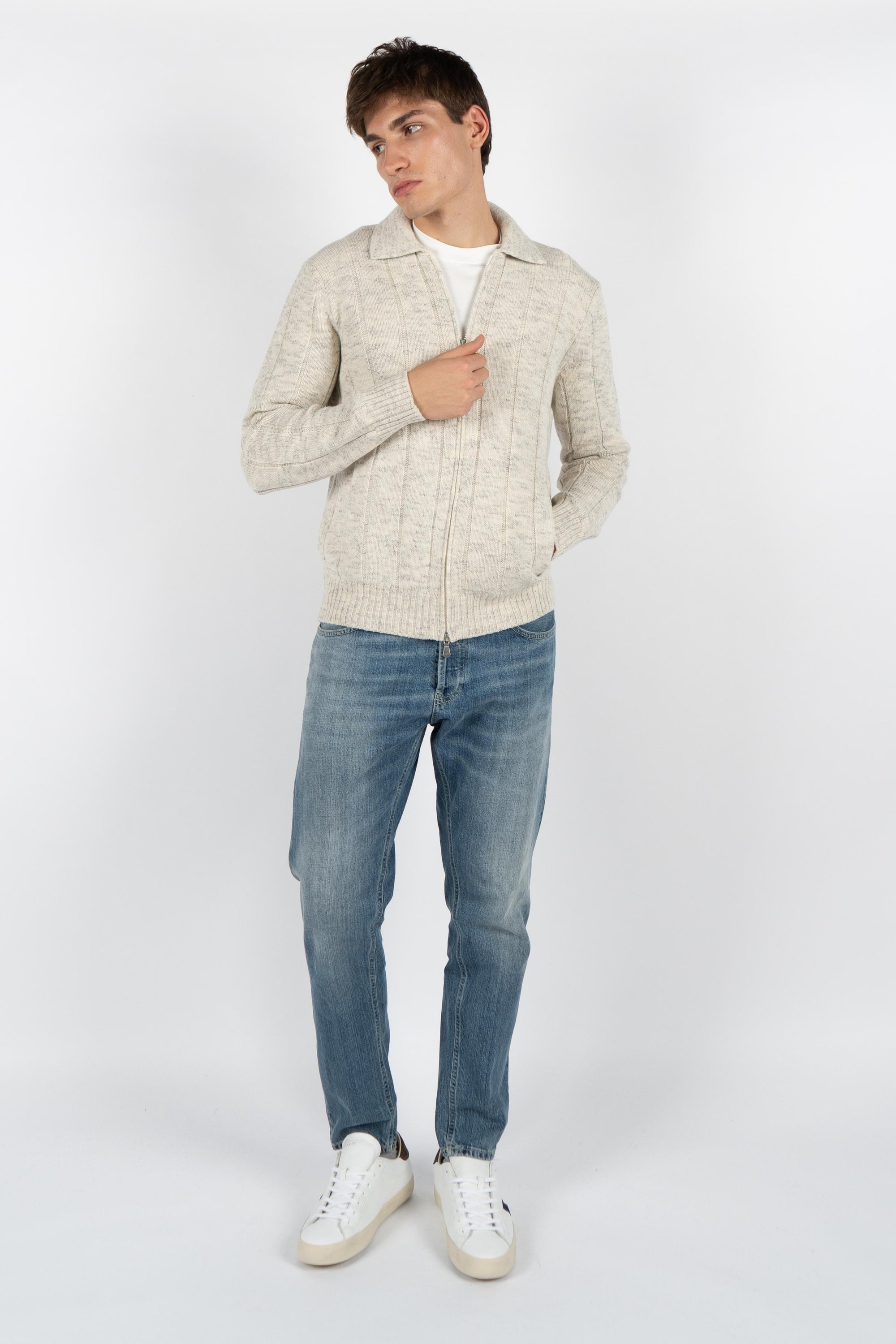 Maglione zip in maglia a coste 13135/25801 006 GRAN SASSO 