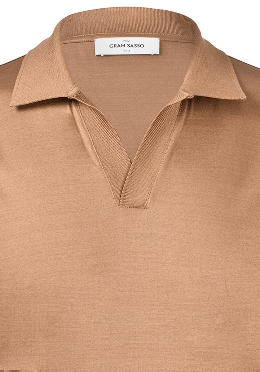 Polo skipper jersey in filo di Scozia marrone  60189/74020 176 GRAN SASSO 