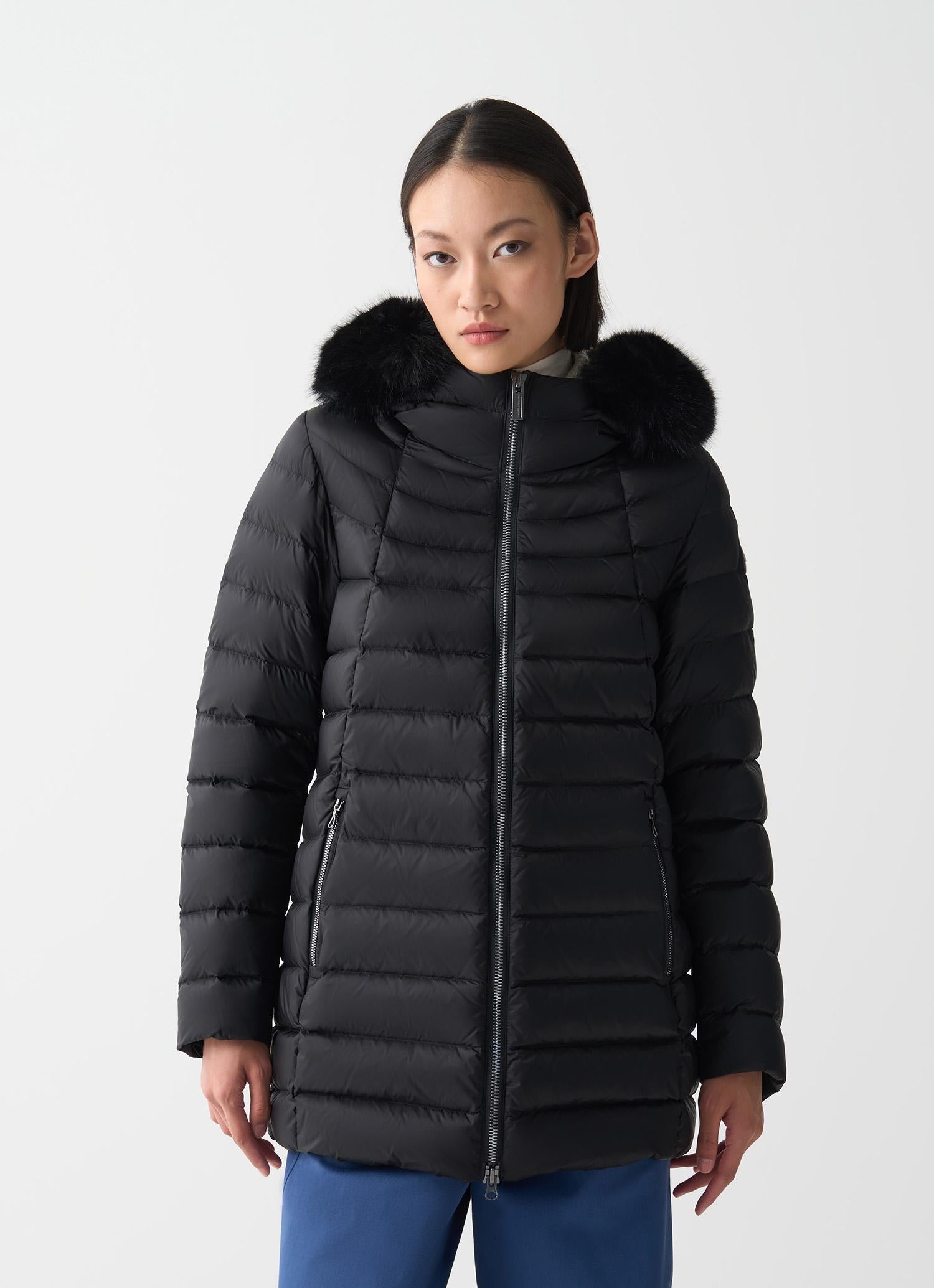 Piumino a trapezio con pelliccia 2233E2YO 99 COLMAR 