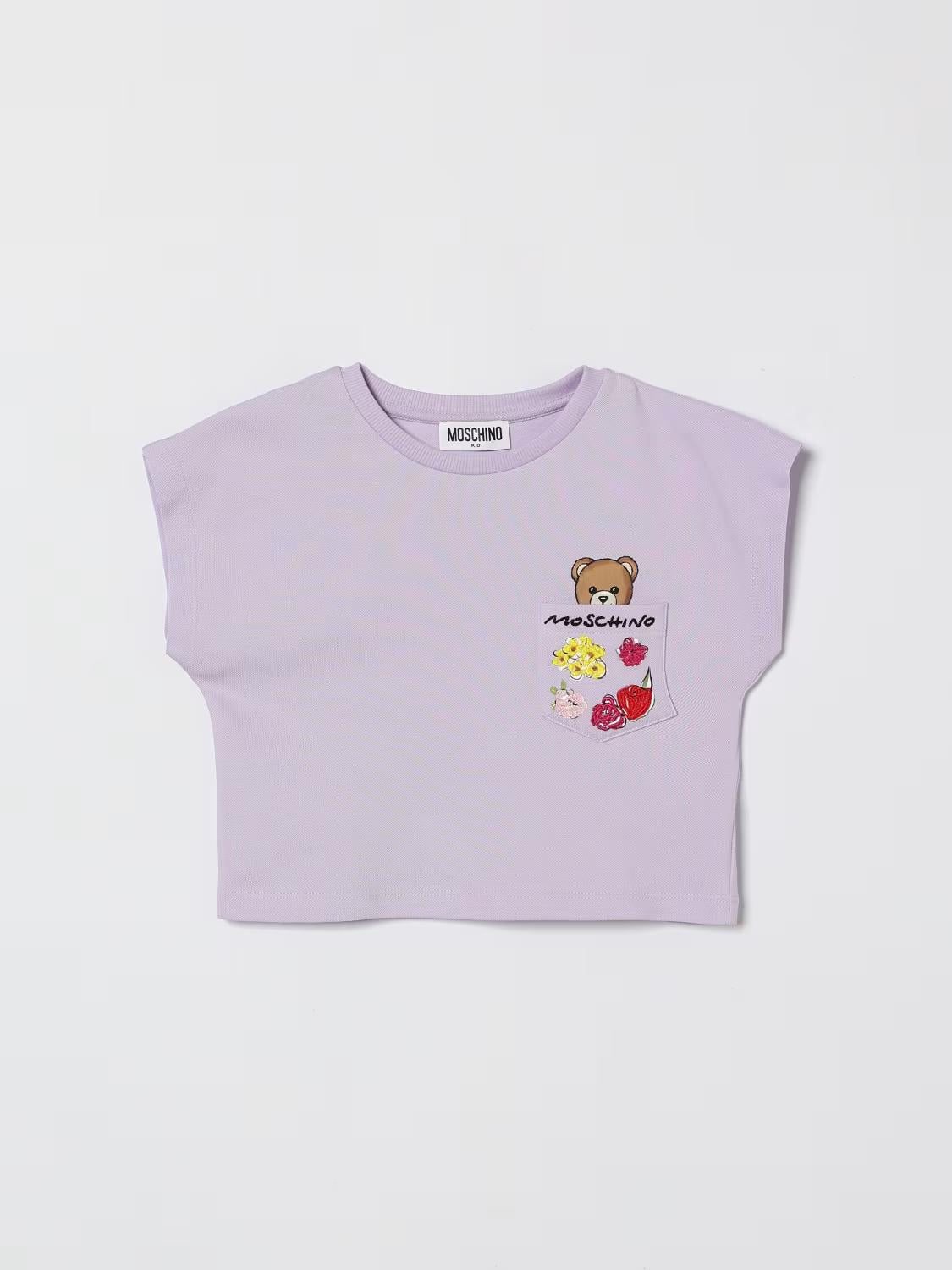 T-shirt in cotone Teddy Moschino HDM06XLFA06 51683 MOSCHINO KID 