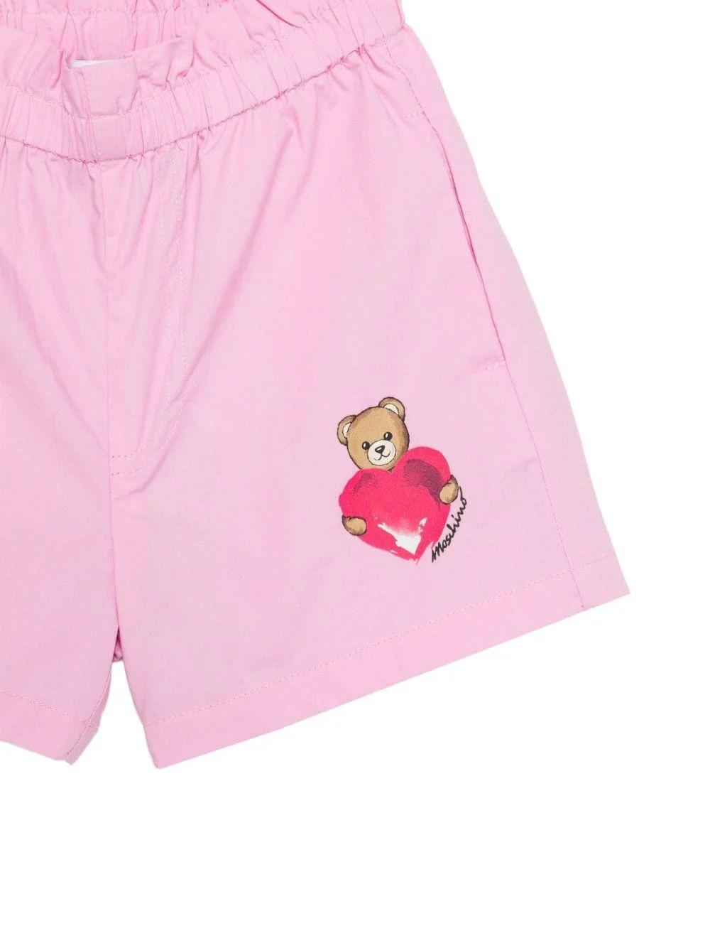 Shorts per neonata con stampa Teddy Bear MDQ00FLLA10 51473 MOSCHINO BABY 