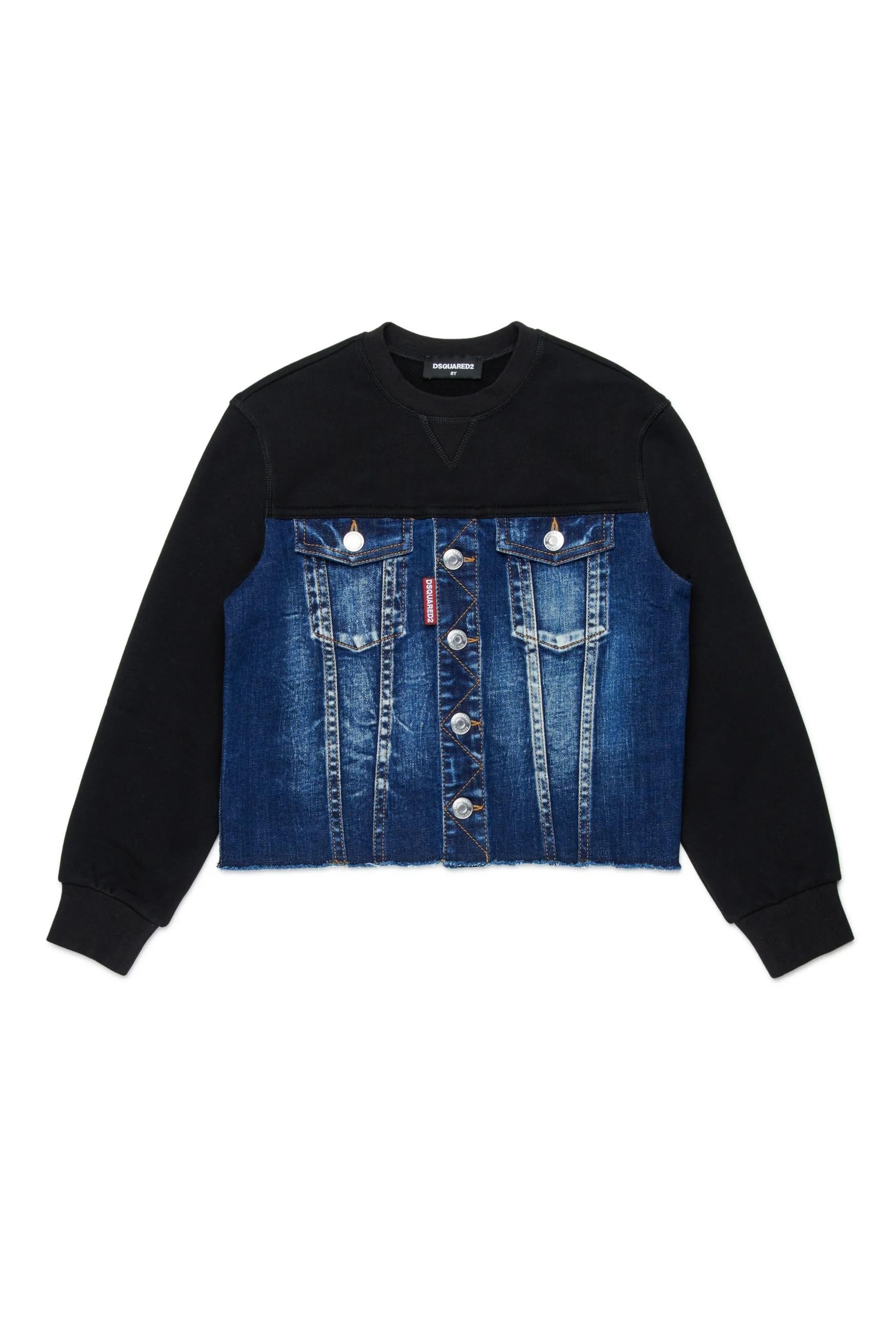 Felpa con busto in denim DQ3007D0AEZ DQ01 DSQUARED2 