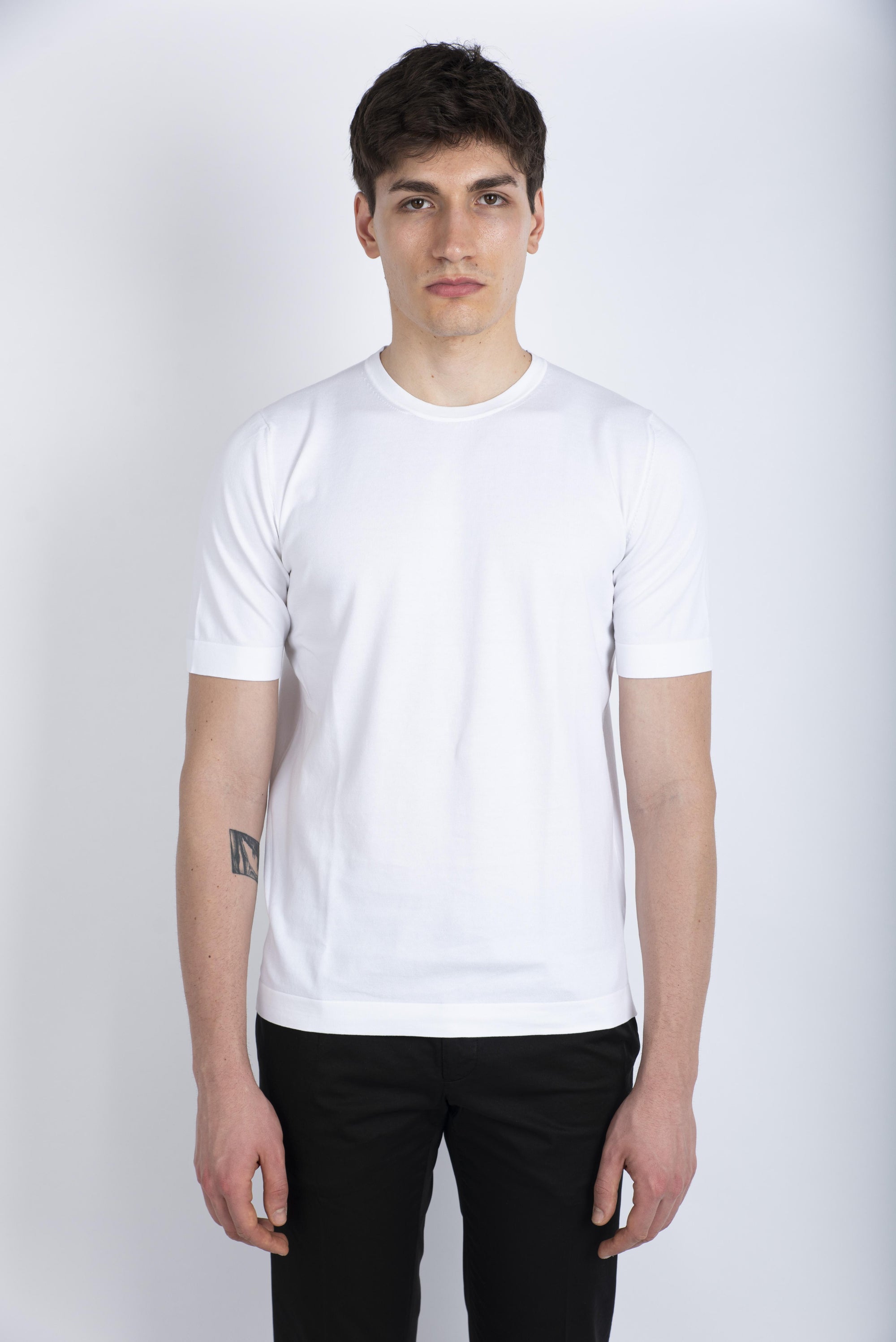 T-shirt in maglia vintage cotone organico bianco 43168/21820 001 GRAN SASSO 