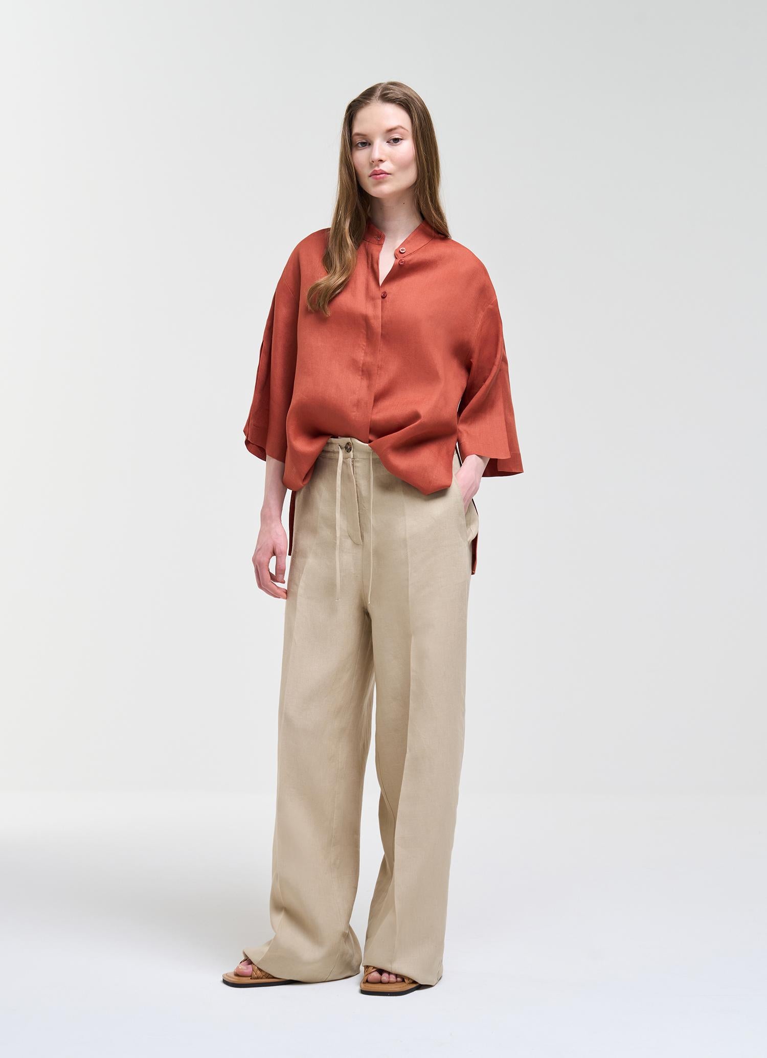 Camicia in lino alla coreana 8428R5AW 758 COLMAR 