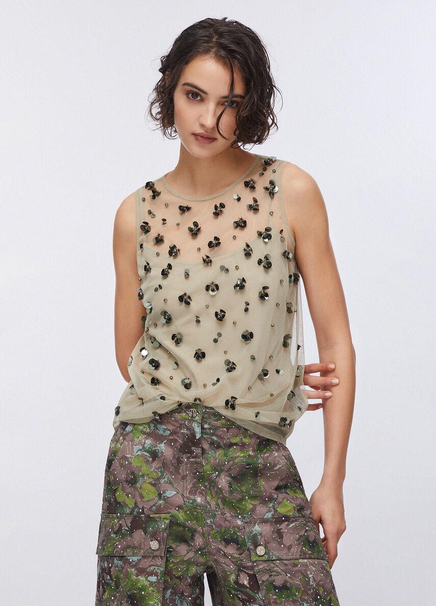 Top in tulle ricamato WA6310J3860 P9240 LIU JO WHITE1 