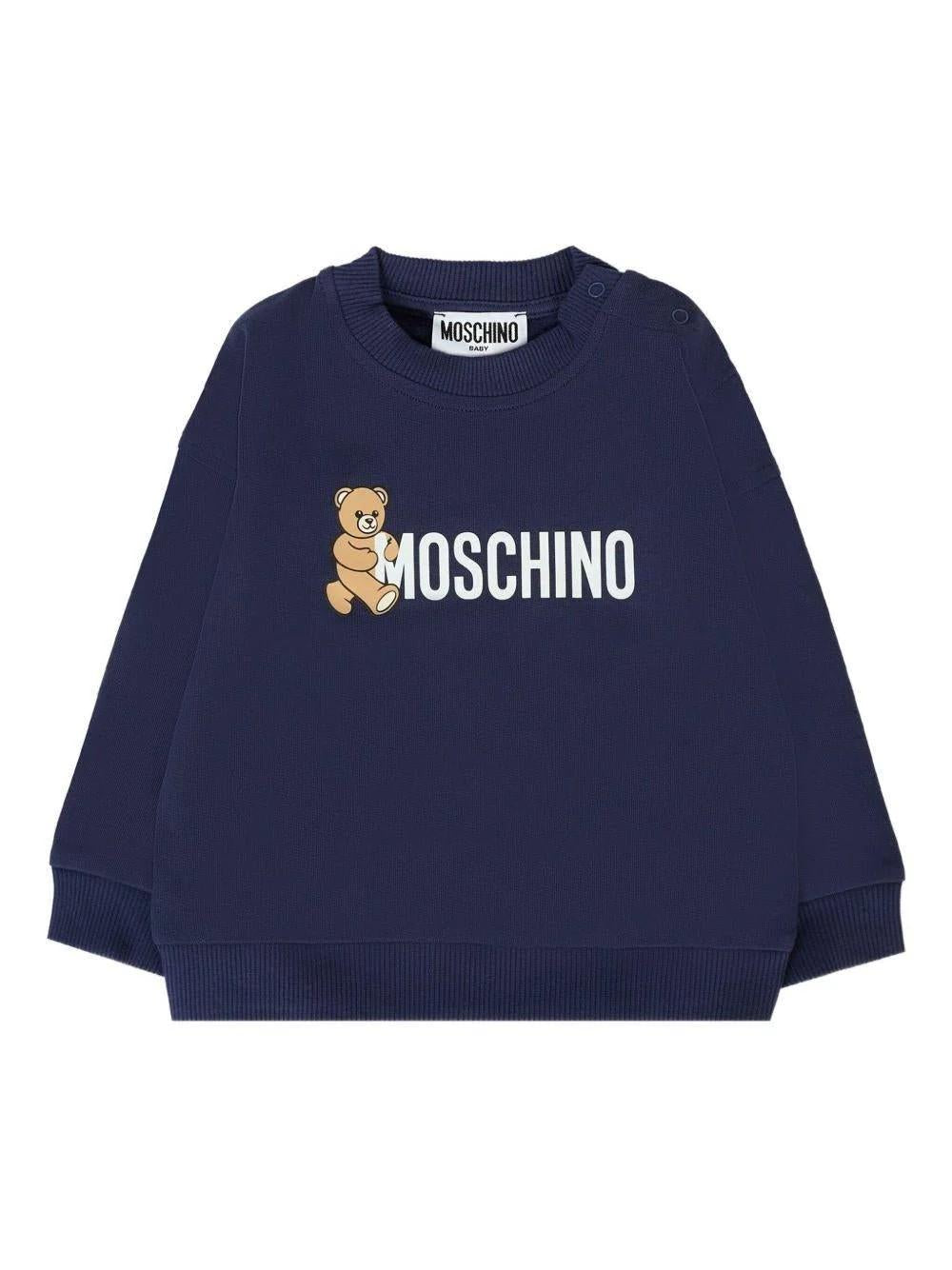 Felpa per neonato con stampa logo M8F03QLCA83 40016 MOSCHINO BABY 