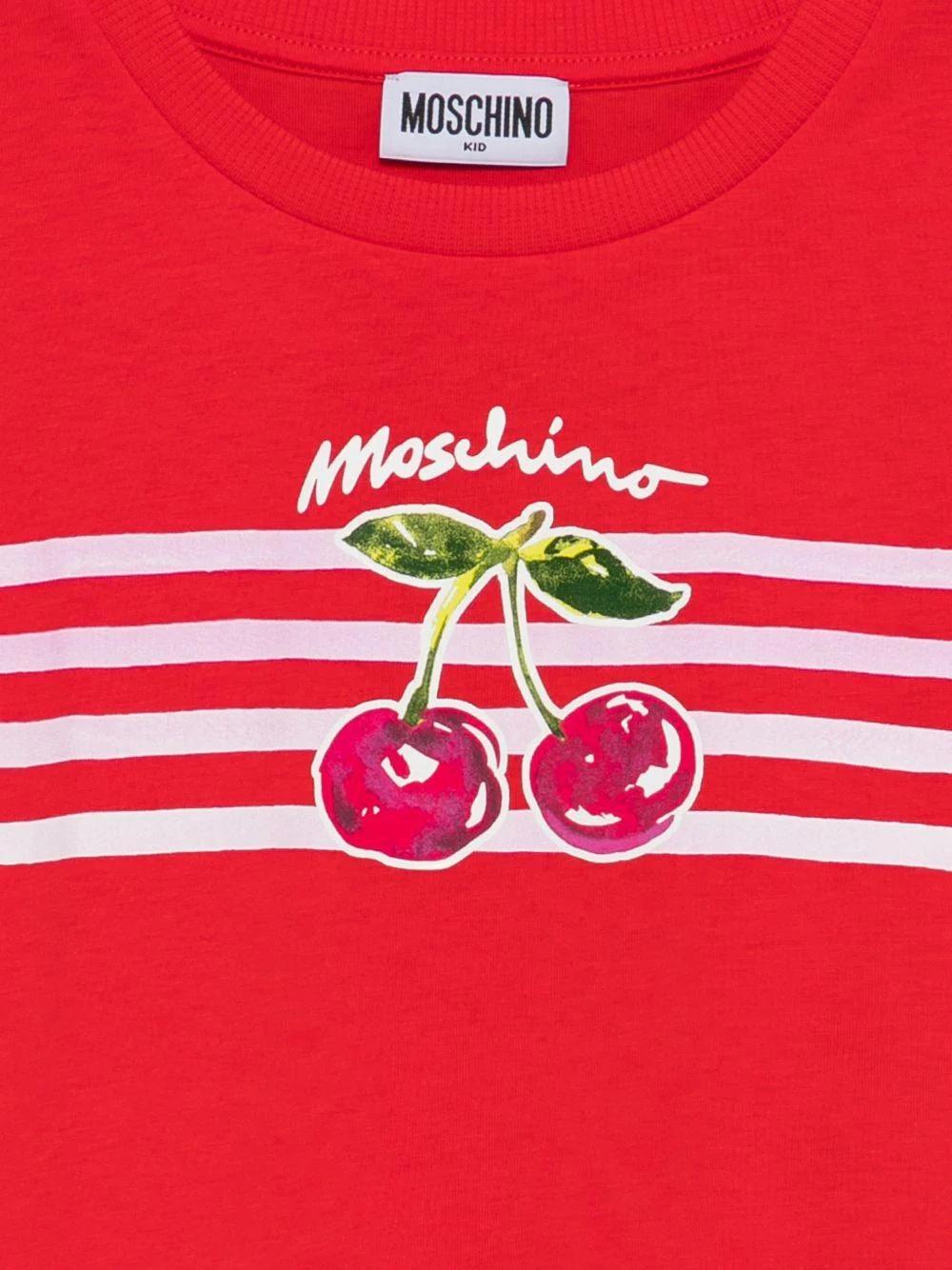 T-shirt con stampa ciliegie HDM06YLAA02 50109 MOSCHINO KID 