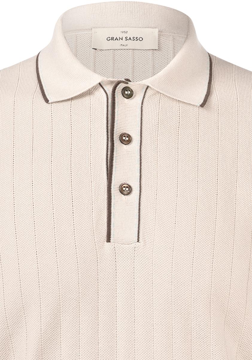 Polo in maglia a coste organic cotton beige 57170/18047 012 GRAN SASSO 