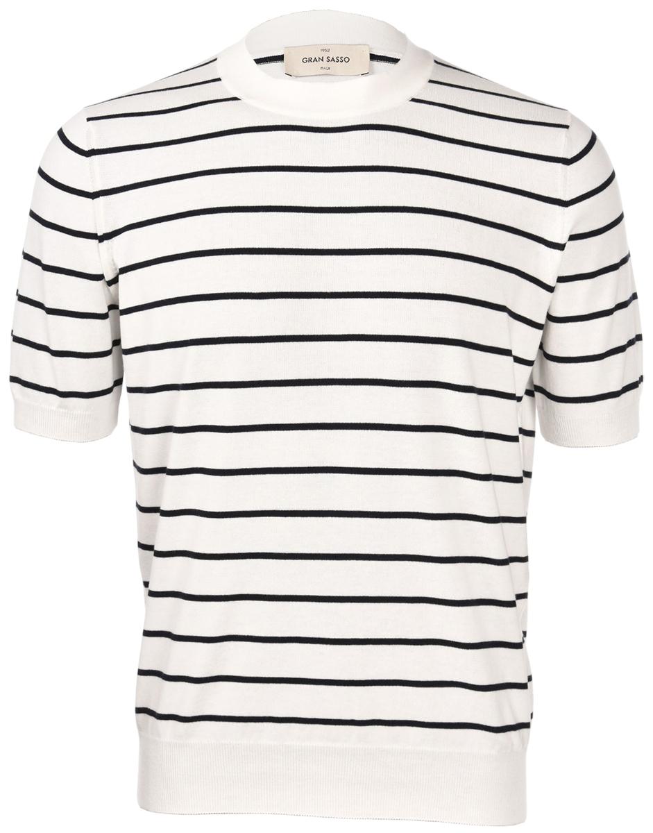 T-shirt in maglia a righe bianco blu  57192/18046 005 GRAN SASSO 