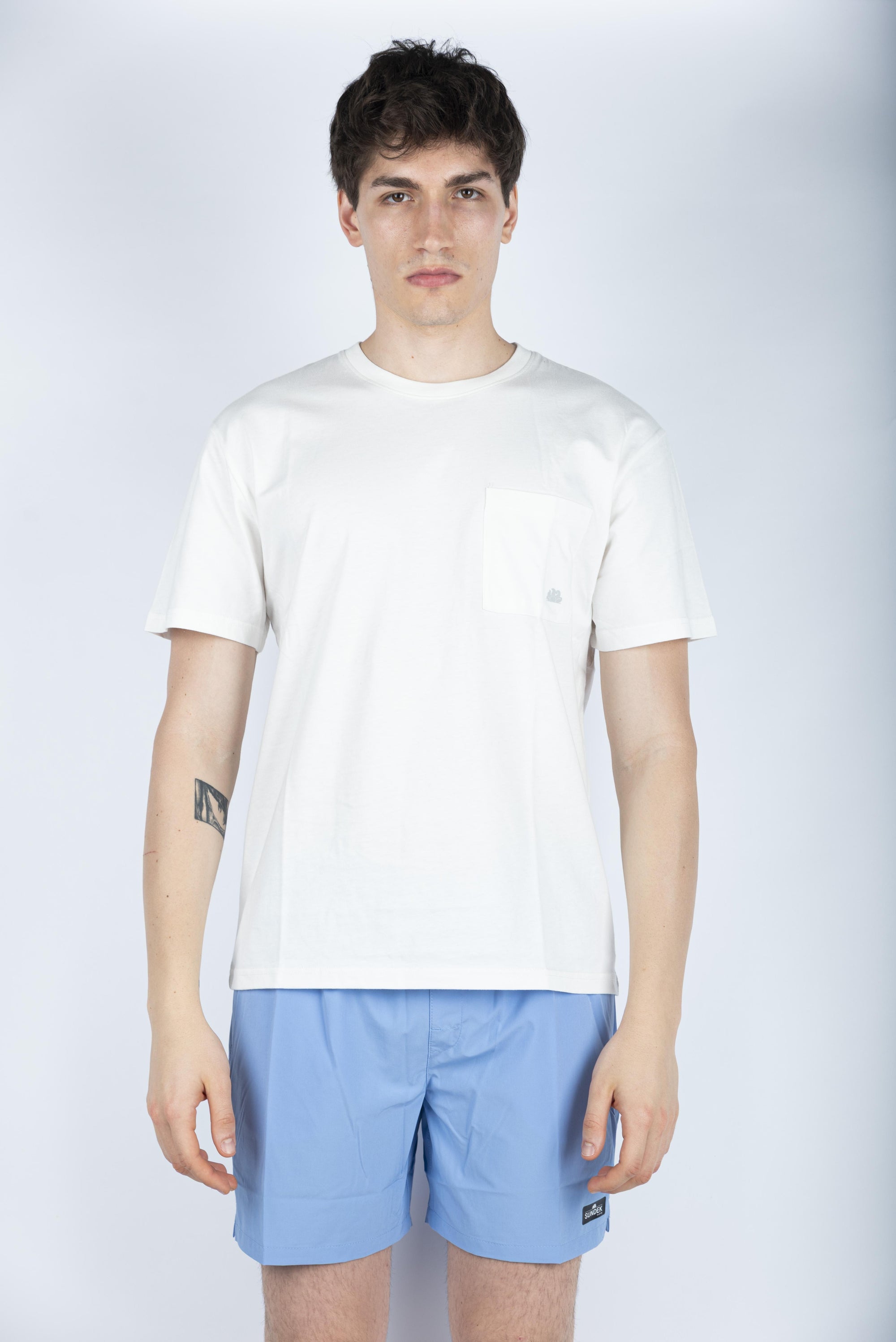 T-shirt con logo stampato bianco M301TEJR900 03900 SUNDEK 