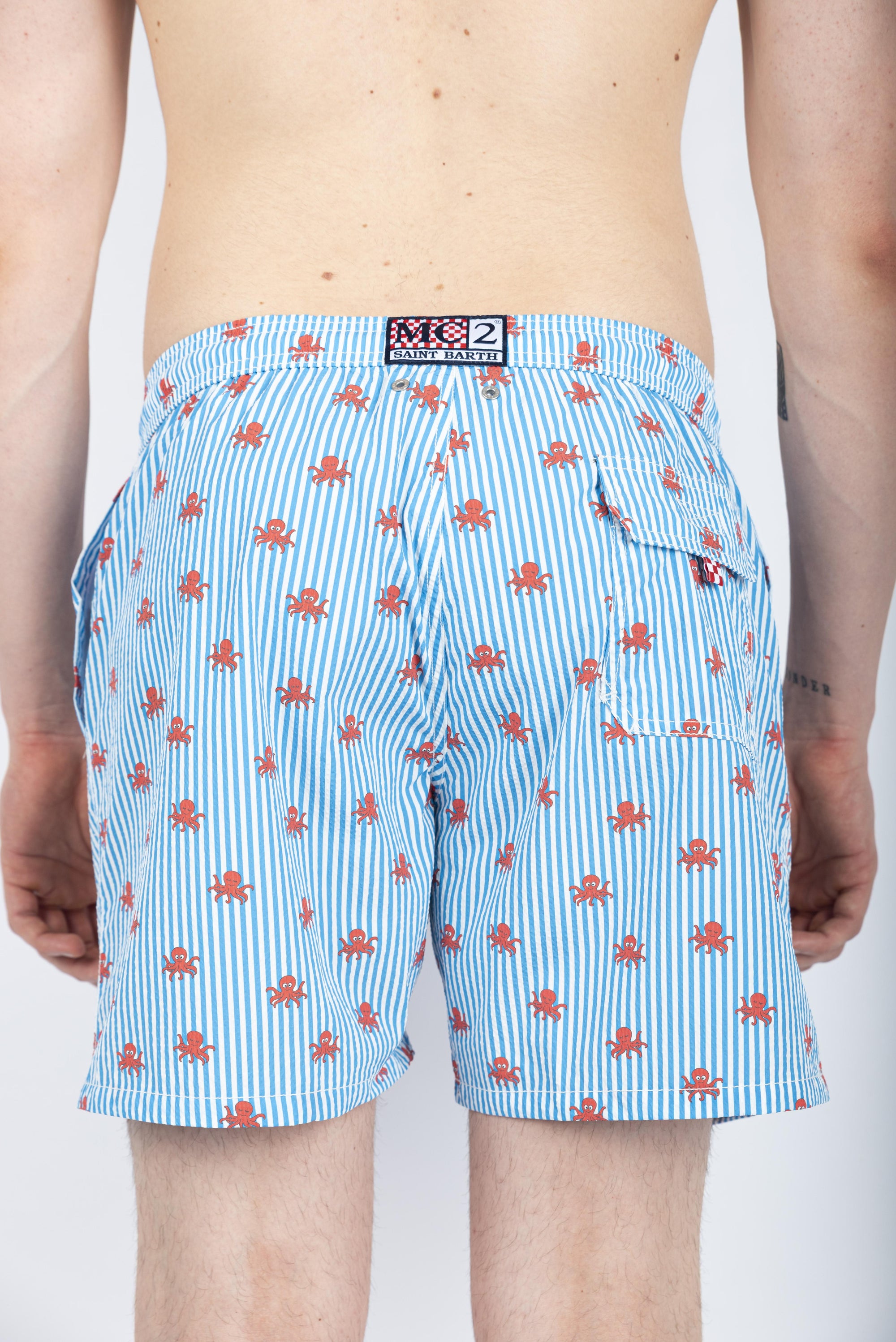 Costume classico leggero Patmos a righe azzurro PATM001 03559H MC2 SAINT BARTH 