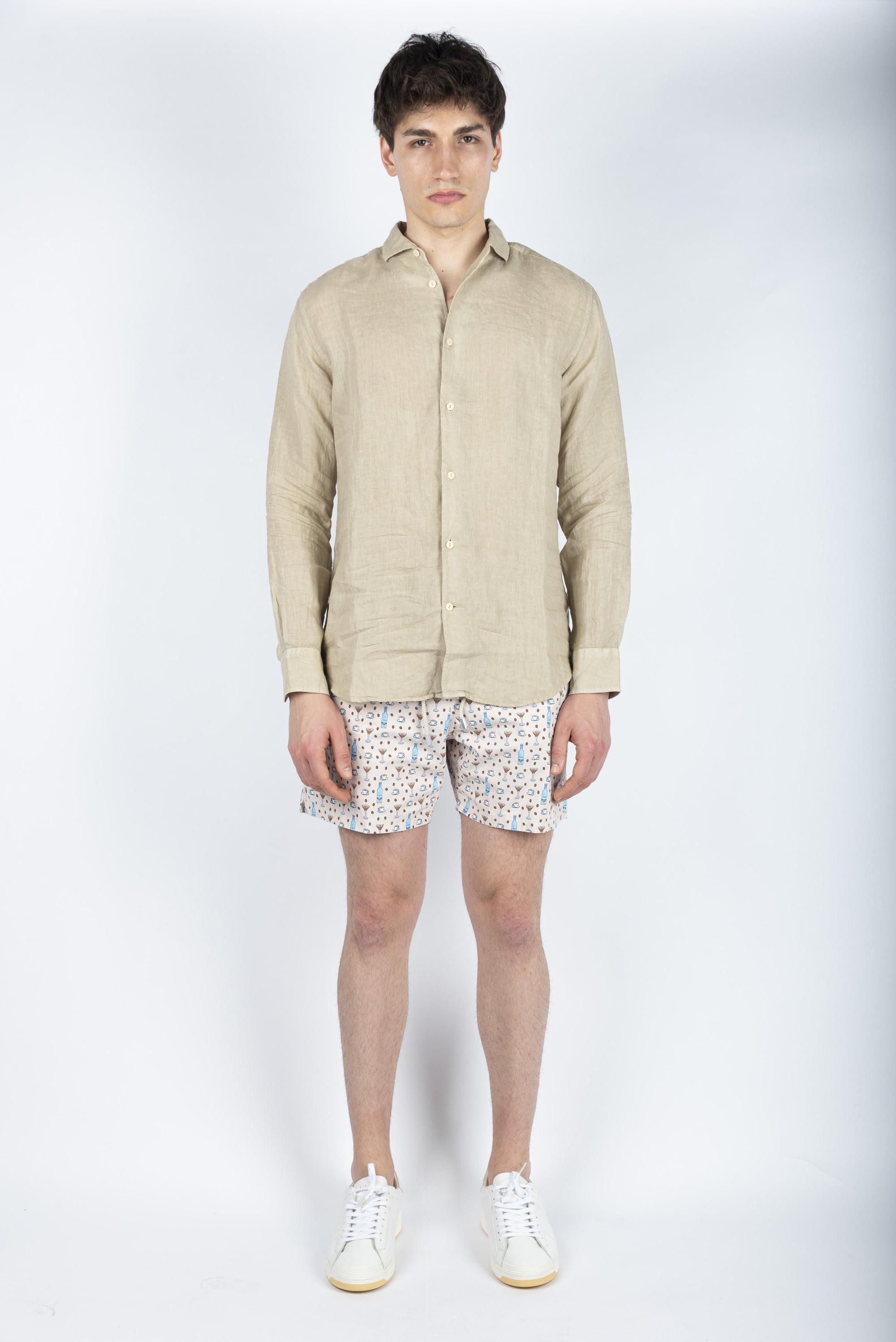 Camicia Cuba in lino beige CUB0001 00275H MC2 SAINT BARTH 