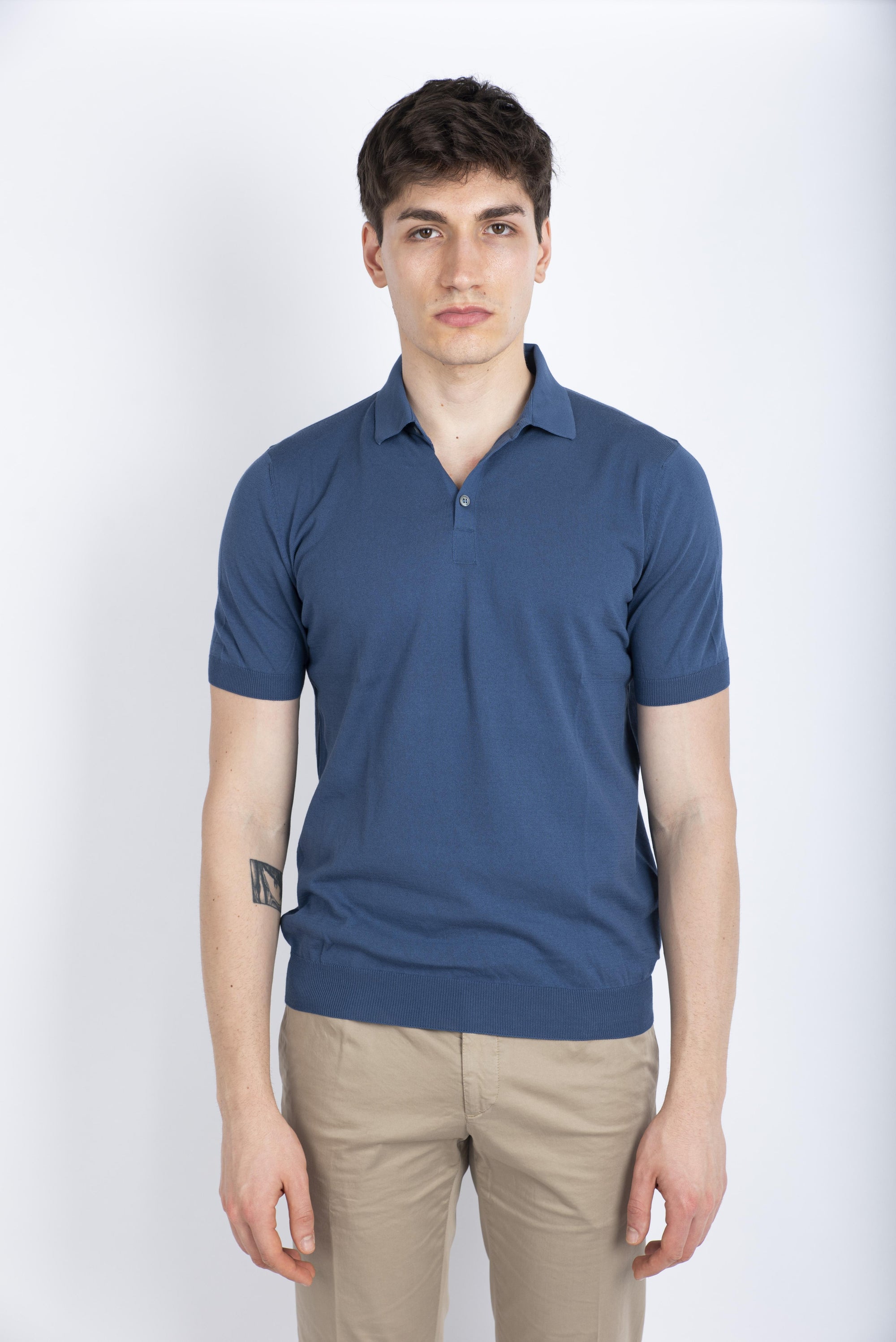 Polo in maglia fresh cotton blu 57119/20615 565 GRAN SASSO 