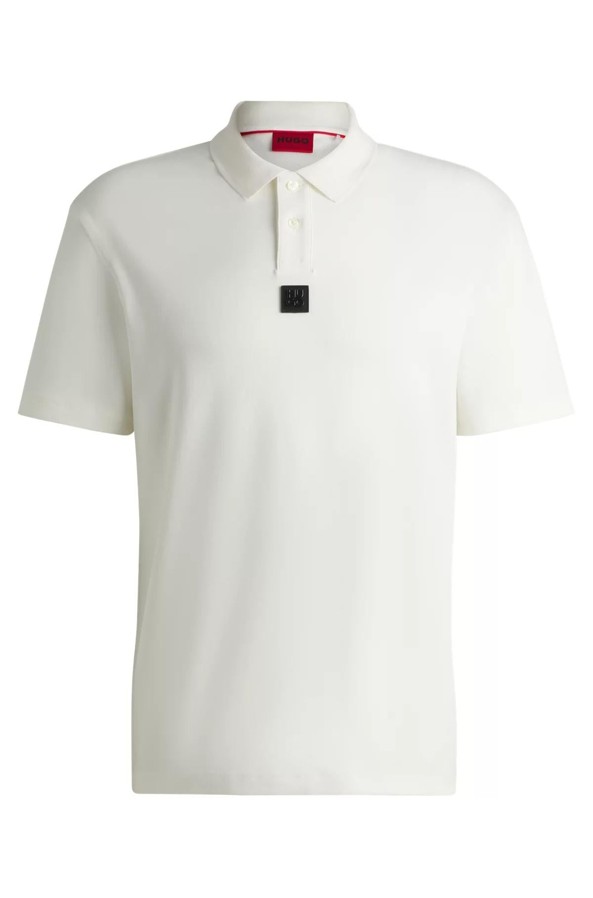 Polo in cotone intrecciato con logo scomposto 50517638 102 HUGO 