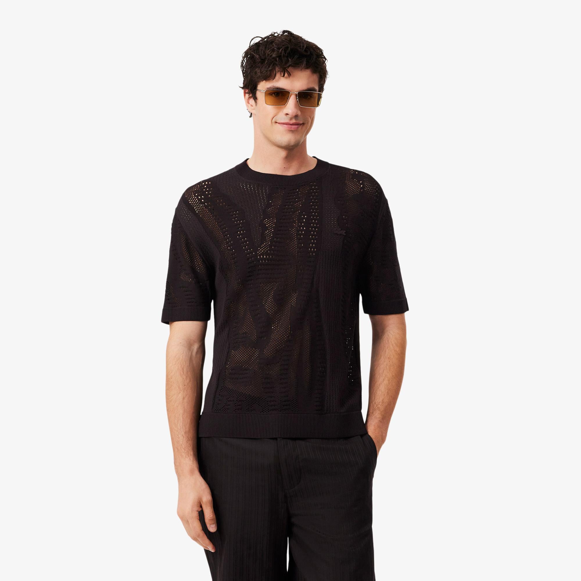 Maglione stampato a maniche corte relaxed fit AH0797 3LA LACOSTE 