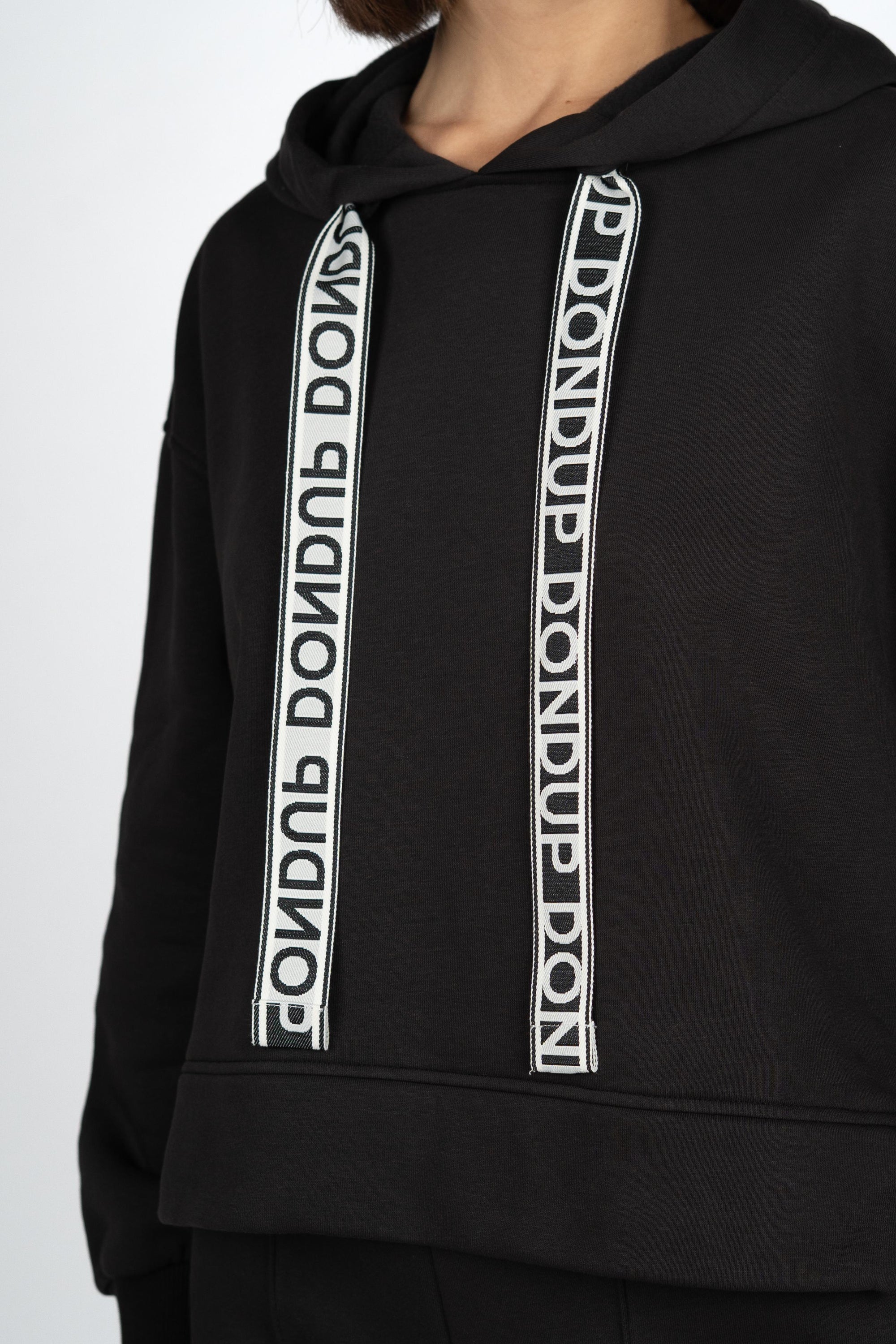 Felpa con cappuccio e coulisse F502KF0234XXX 999 DONDUP 