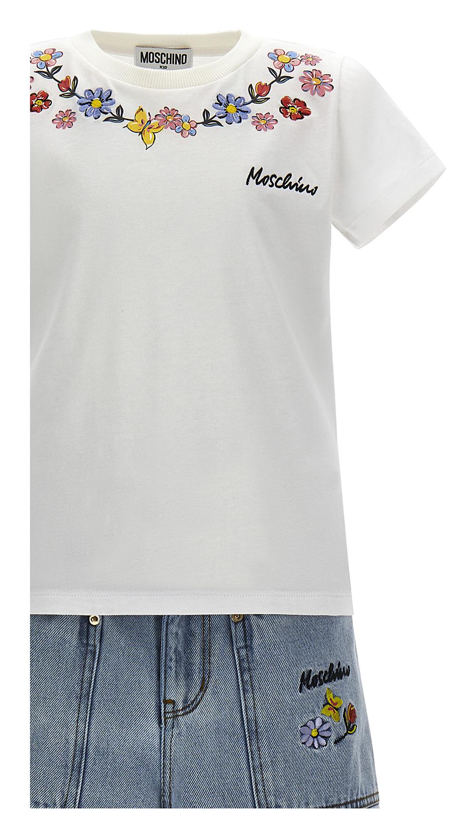 Completo t-shirt e shorts con ricamo a fiori HDG01BL0E08 40213A MOSCHINO KID 