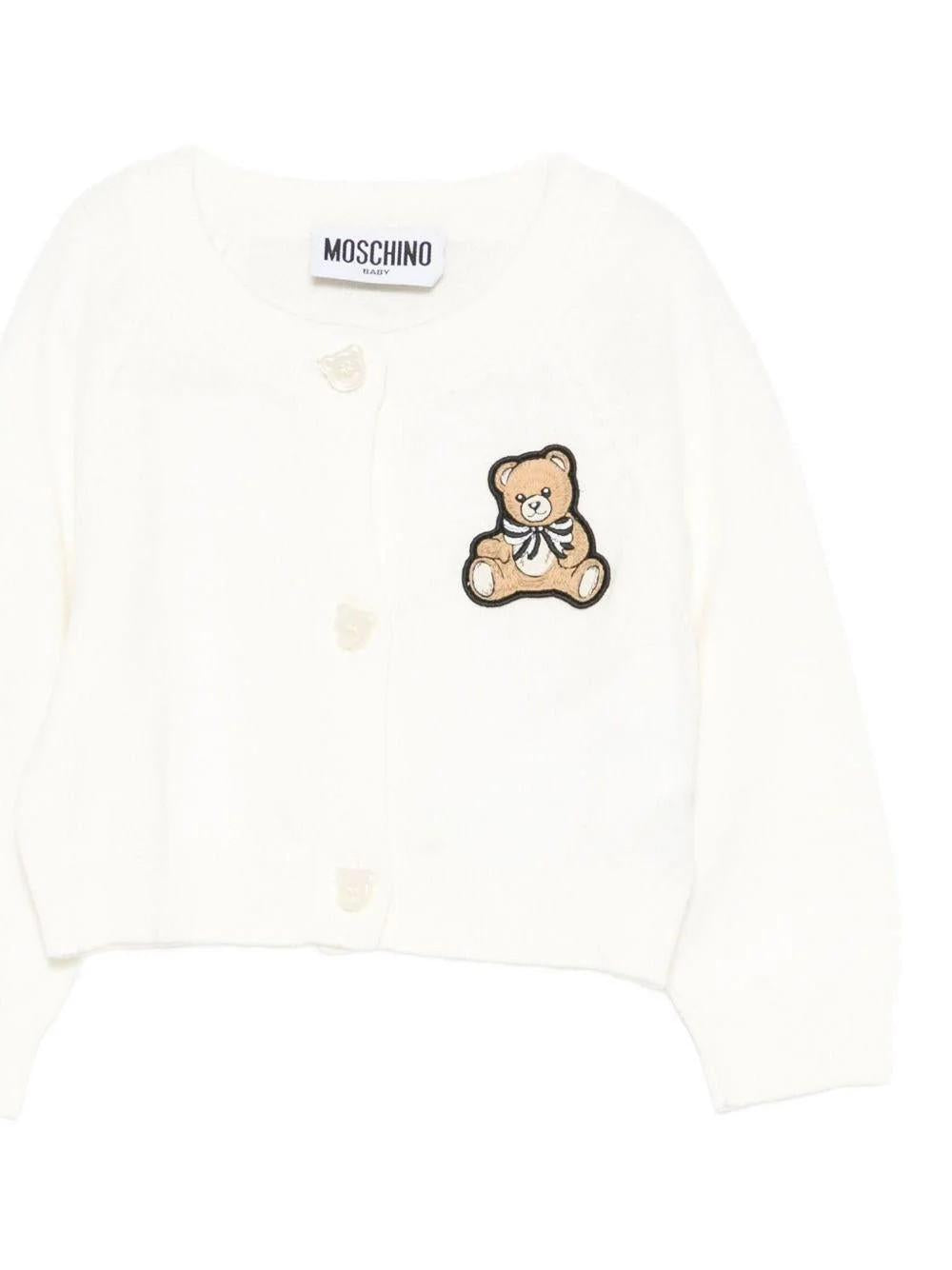 Cardigan per neonata con applicazione Teddy Bear MDW015LHE66 10063 MOSCHINO BABY 