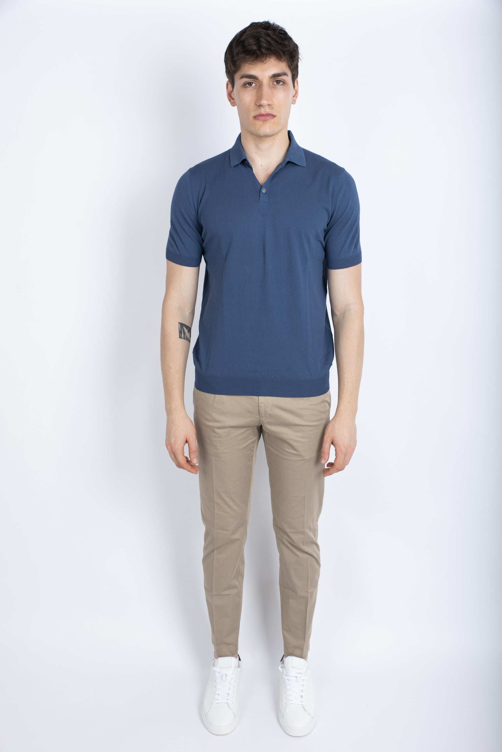 Polo in maglia fresh cotton blu 57119/20615 565 GRAN SASSO 