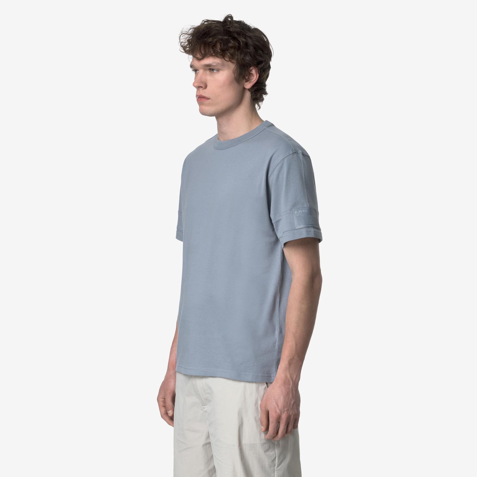 T-shirt casual da uomo in cotone grigio K2135KW WA9 K-WAY 