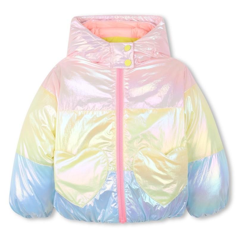Piumino con cappuccio tricolore U21358 408 BILLIEBLUSH 
