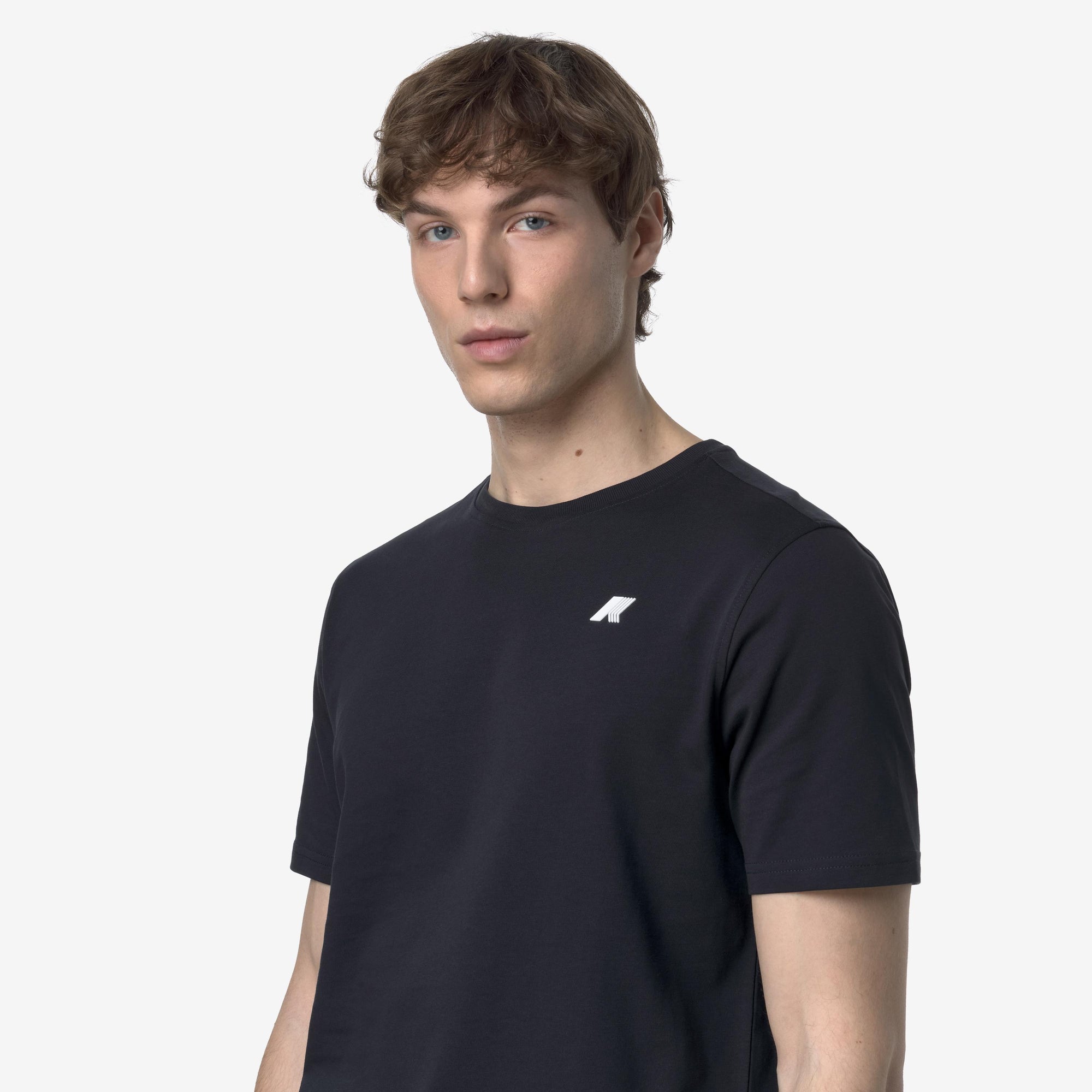 T-shirt casual da uomo in cotone blu con stampa grafica K3138LW K89 K-WAY 