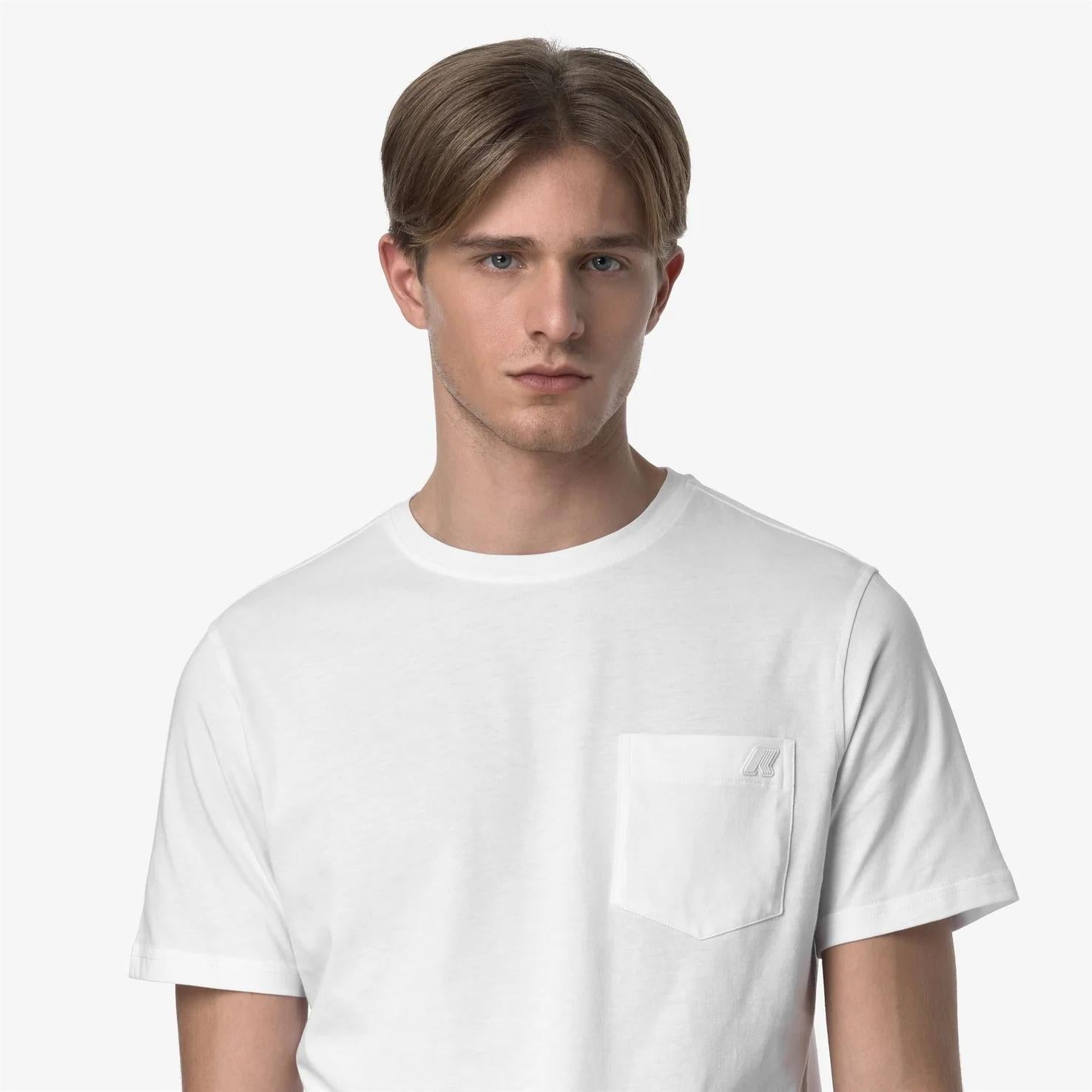 T-Shirt in Cotone Slim Fit Uomo Bianca con Taschino K31368W 001 K-WAY 