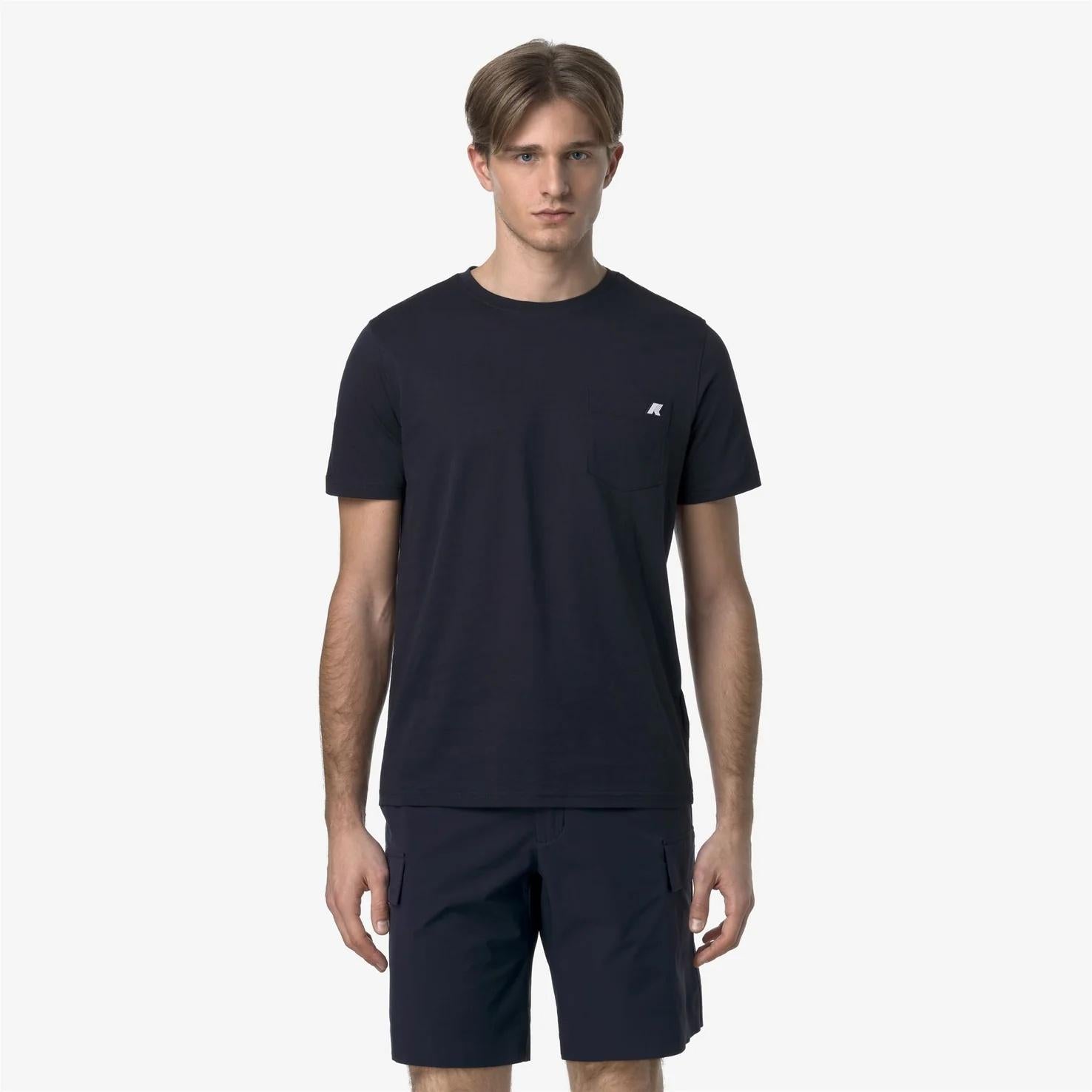 T-Shirt in Cotone Slim Fit Uomo blu con Taschino K31368W K89 K-WAY 