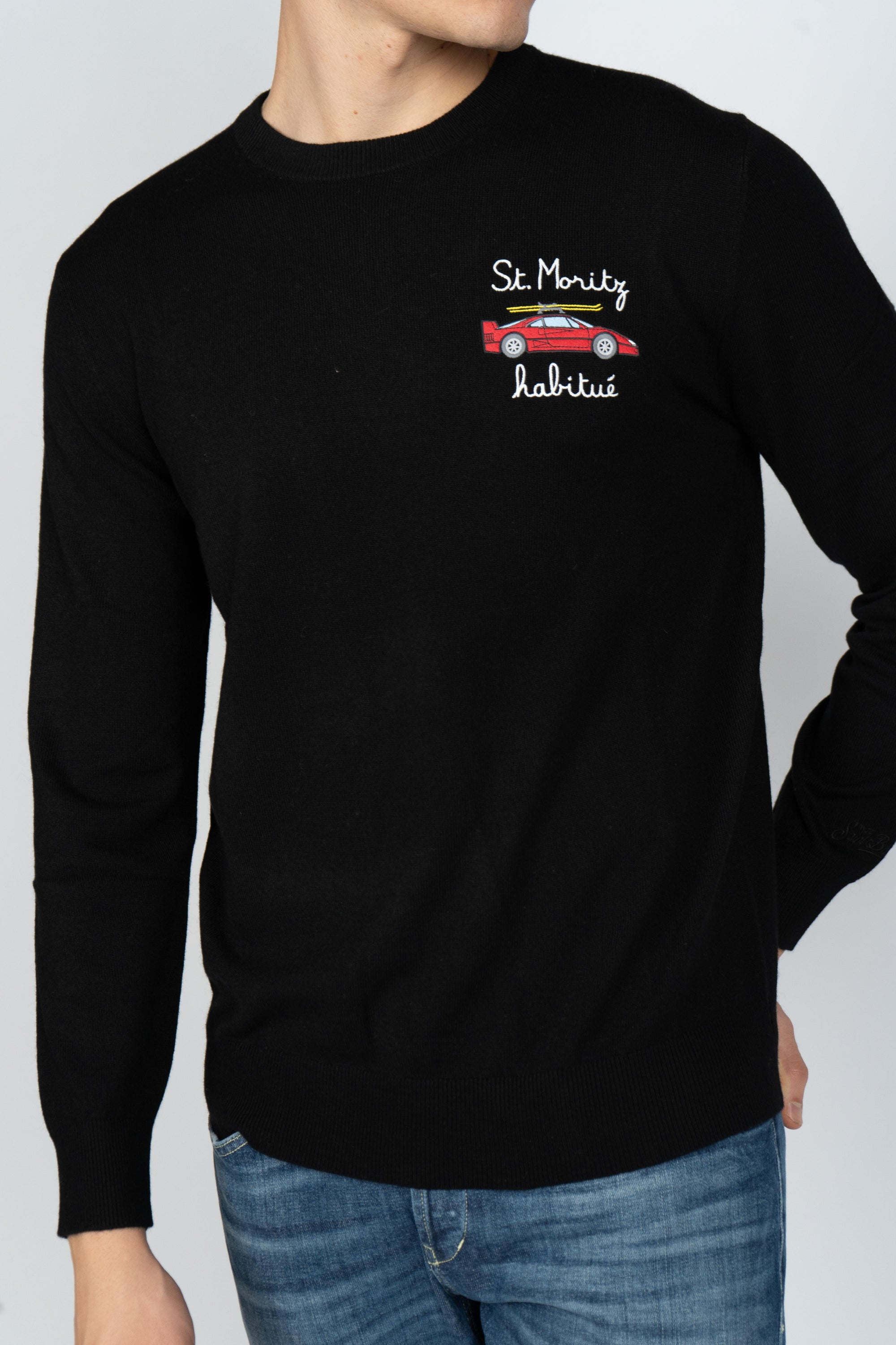 Maglione a girocollo Heron Light con ricamo St. Moritz HER0024 03036I MC2 SAINT BARTH 