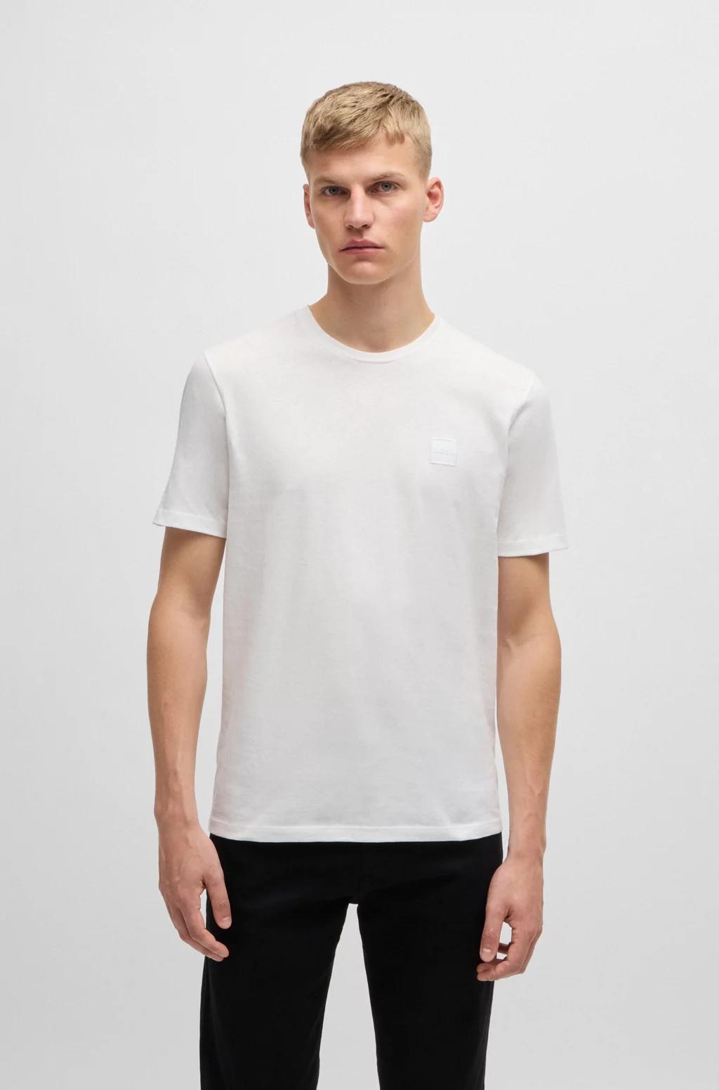 T-shirt in jersey di cotone con toppa con logo 50508584 100 BOSS 