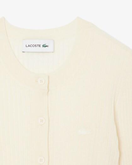 Cardigan in maglia di lana merinos a coste AF4141 70V LACOSTE 