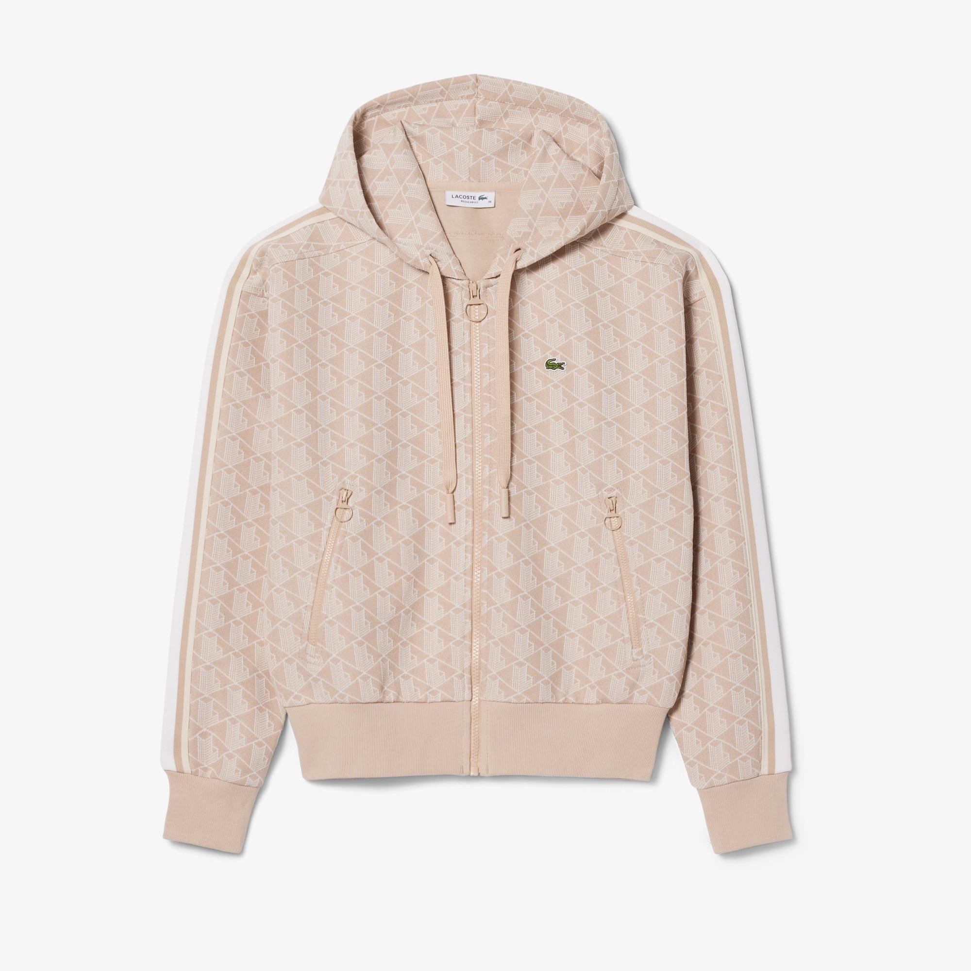 Felpa con cappuccio in jacquard con monogramma SF7606 8GI LACOSTE 