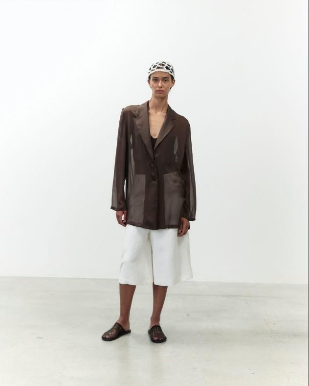 Giacca chiffon sciolta 116827 CHOCO ALYSI CHOCOLAT 