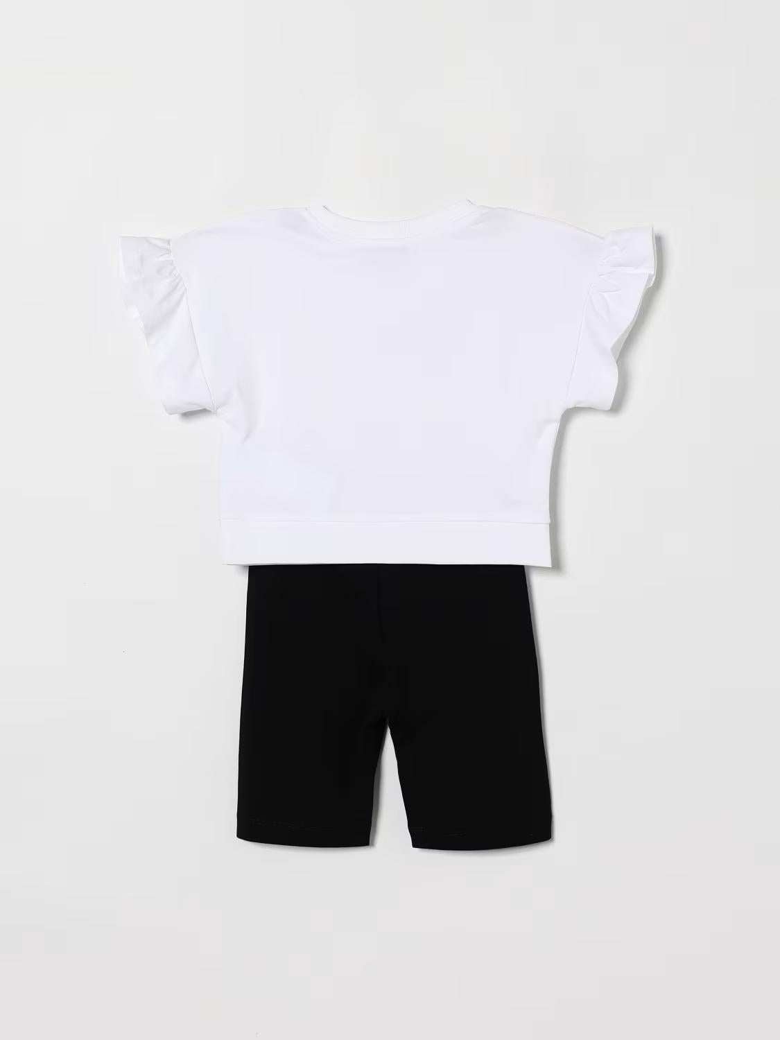 Coordinato in cotone con logo HDG01OLBA00 80359A MOSCHINO KID 