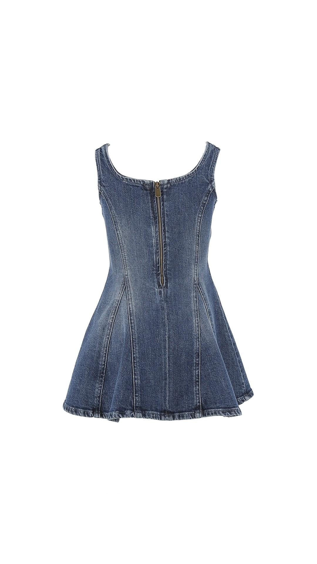 Mini Abito in Denim con Applicazioni Floreali KFAB051CDS061 D814 PINKO 