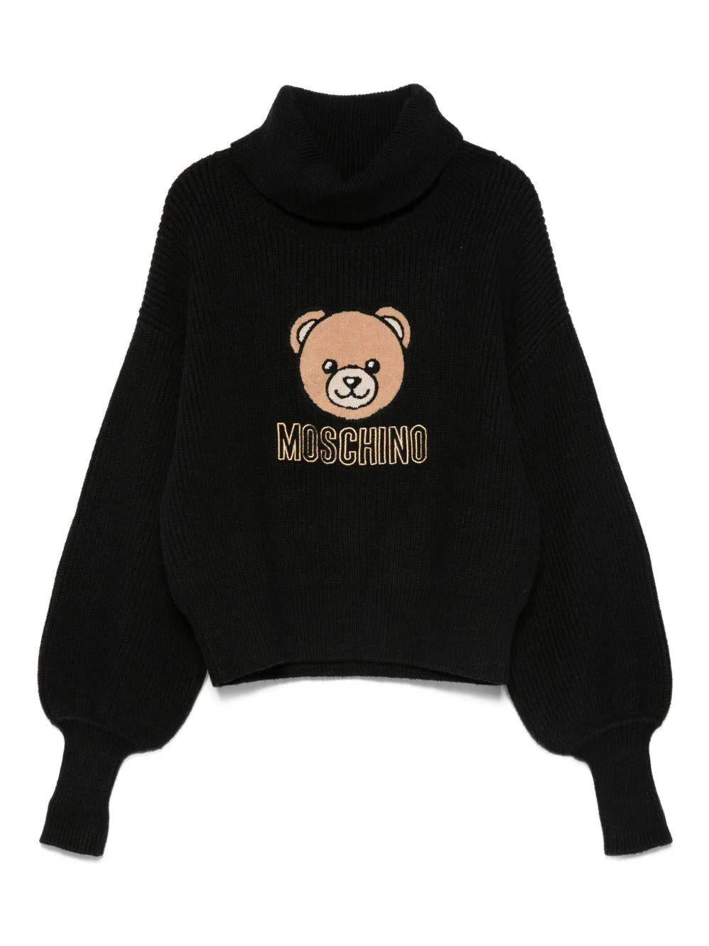 Maglione con ricamo con motivo orsetto HDW02ALHE77 60100A MOSCHINO KID 