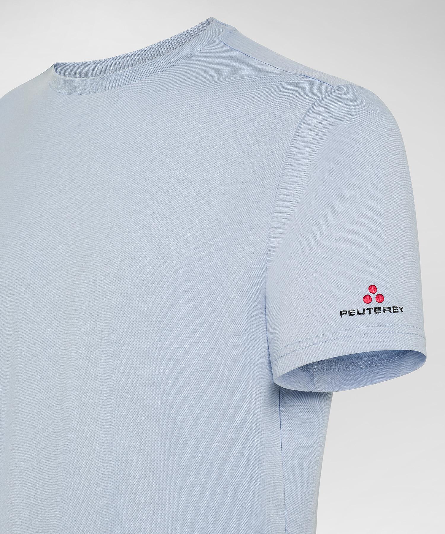 Zole 02 T-Shirt in Piquet stretch di cotone e seta blu fumo PEU5470 289 PEUTEREY 